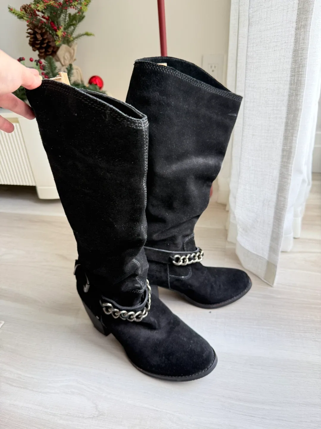 BCBG Black Suede Tall Boots #cleanout image indicator(2)