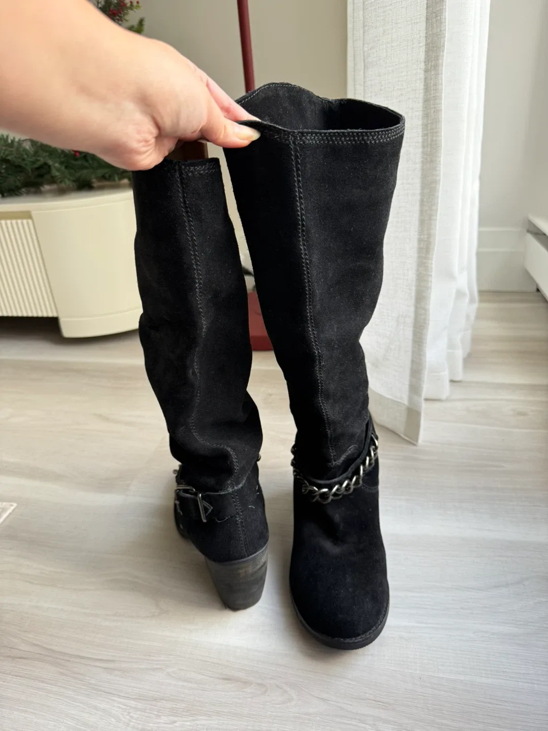BCBG Black Suede Tall Boots #cleanout image indicator(3)