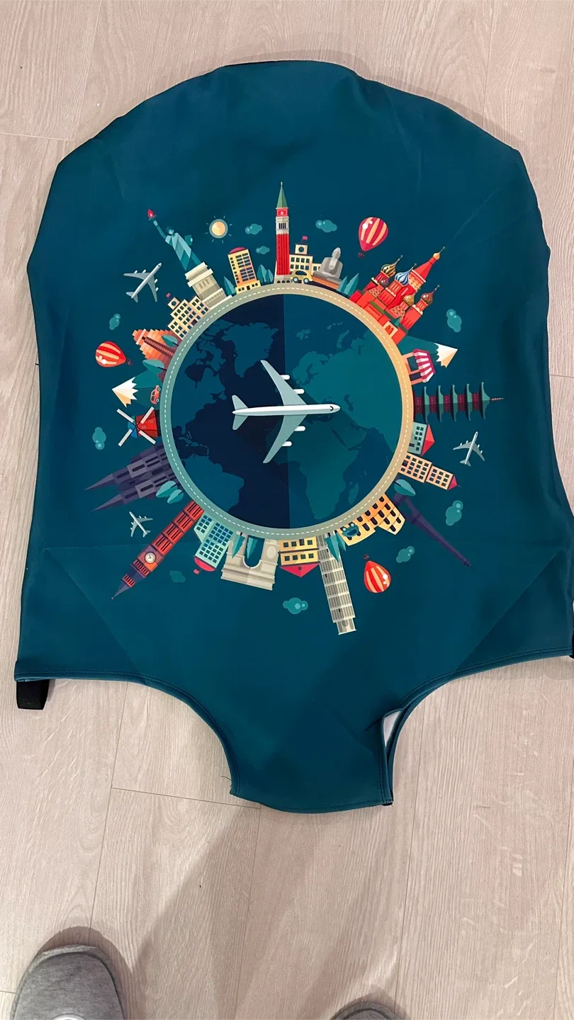 Travel-themed Teal Stroller Cover