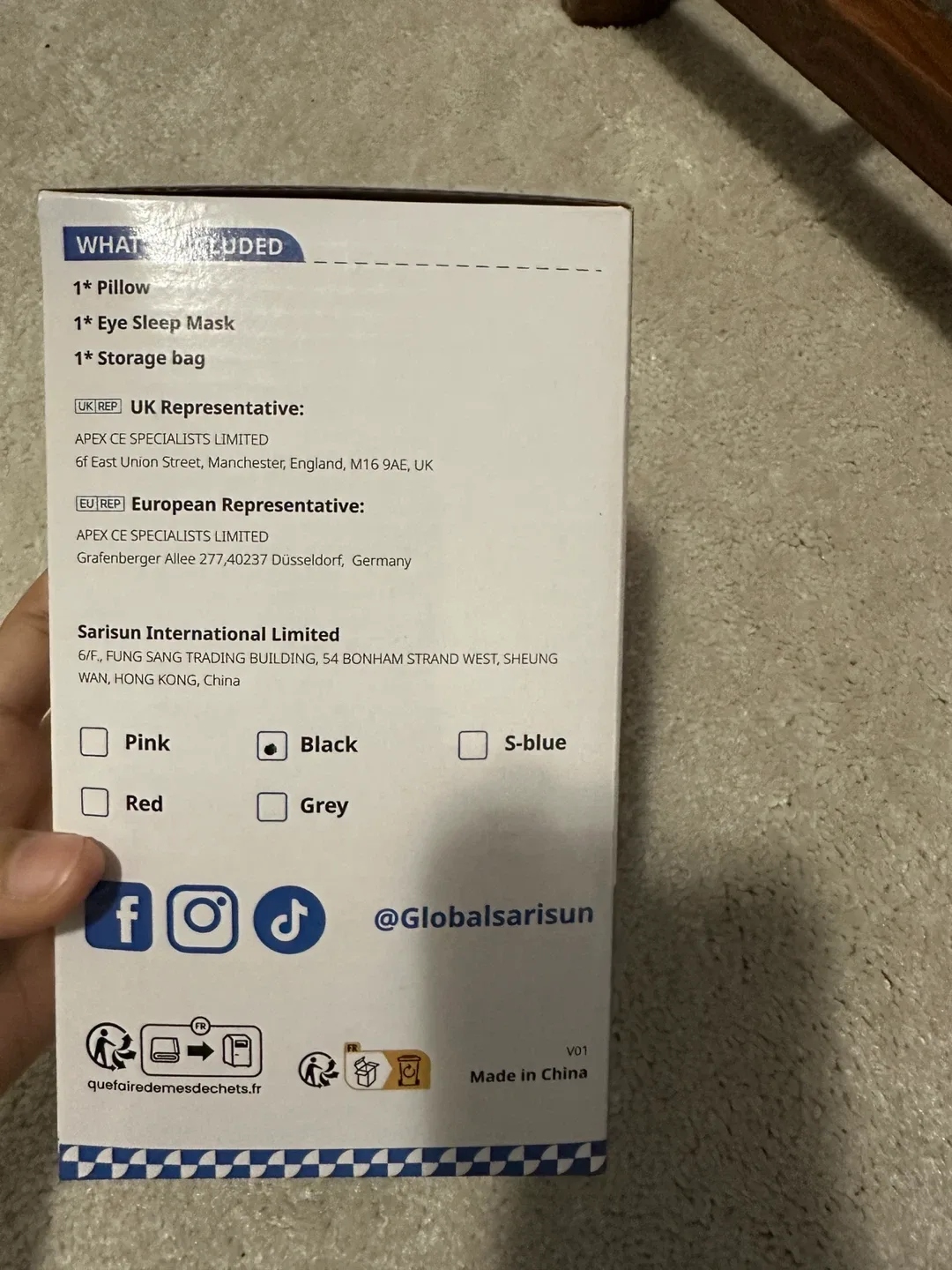 New Sarisun Travel Pillow for Car - Black image indicator(4)