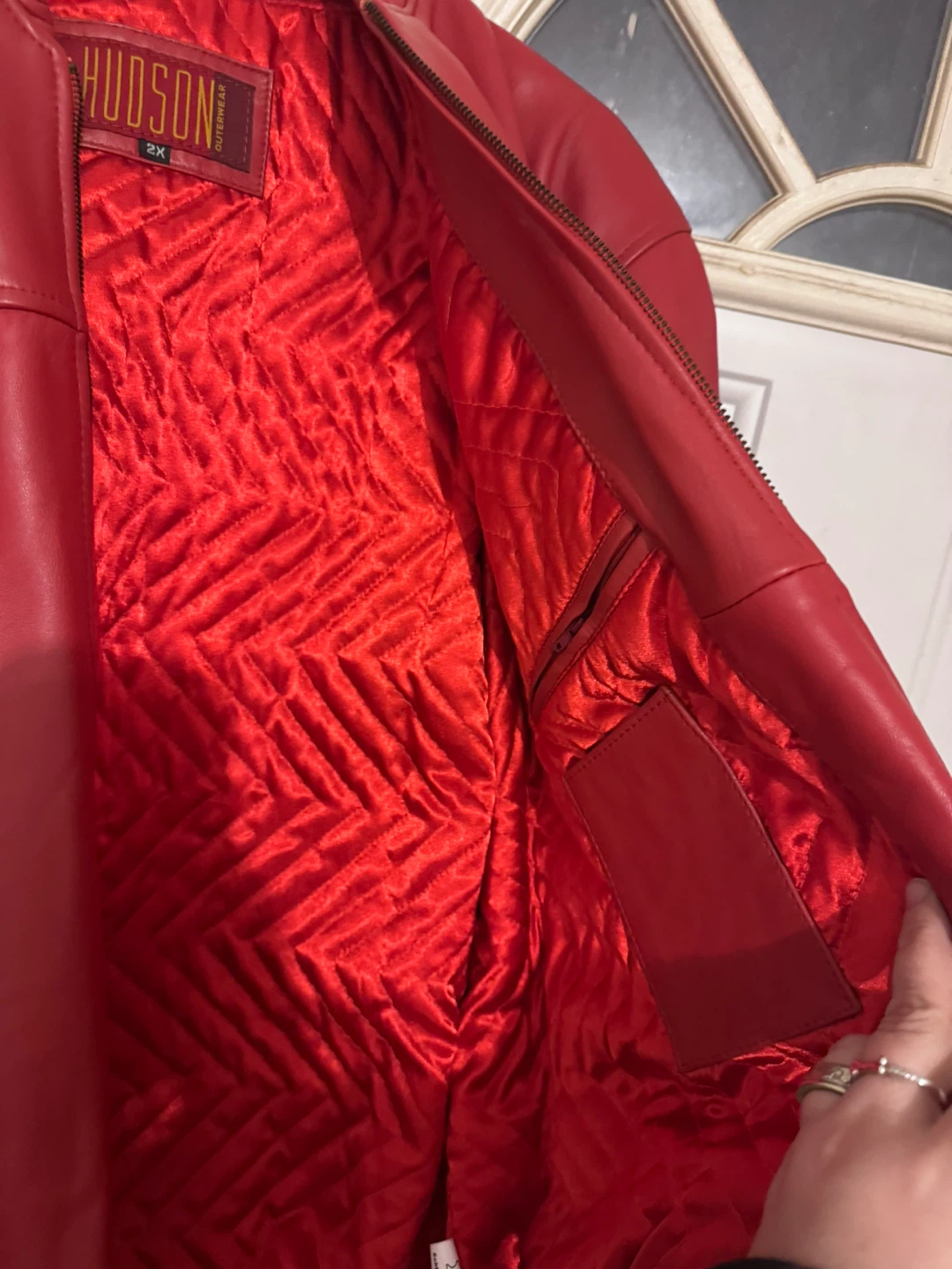 Hudson Outerwear Red Leather Bomber Jacket - photo 3