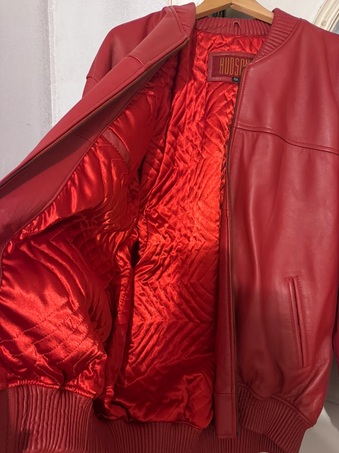 Hudson Outerwear Red Leather Bomber Jacket - photo 4