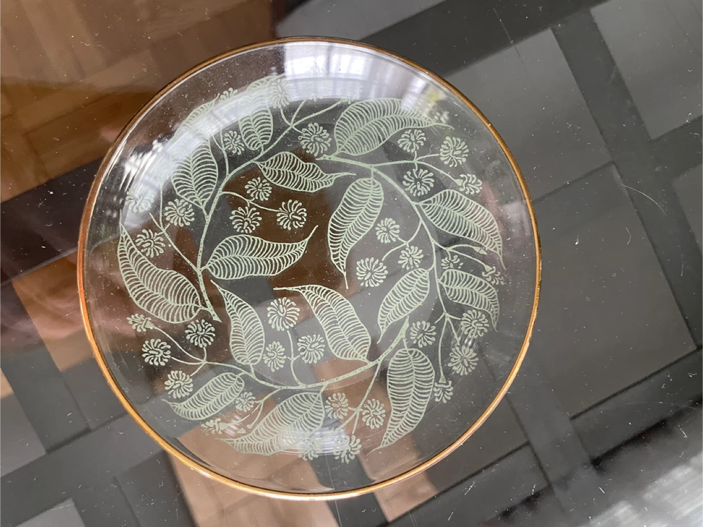 Vintage Dessert Glass Plates with Gold Trim - photo 3