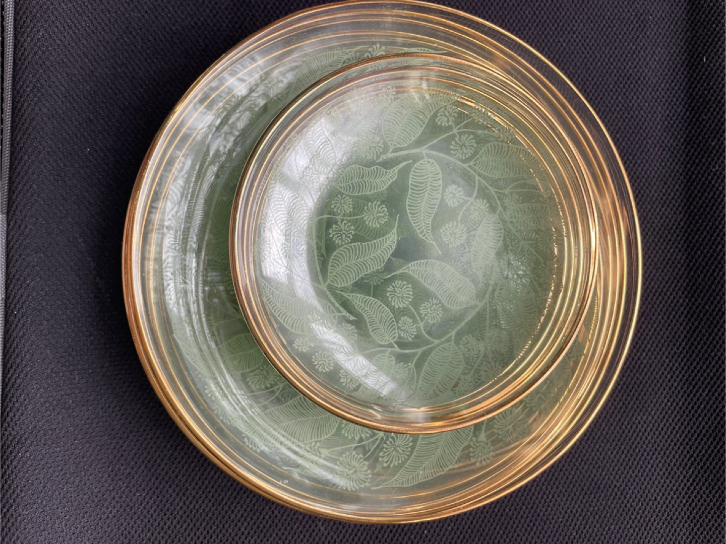 Vintage Dessert Glass Plates with Gold Trim - photo 2