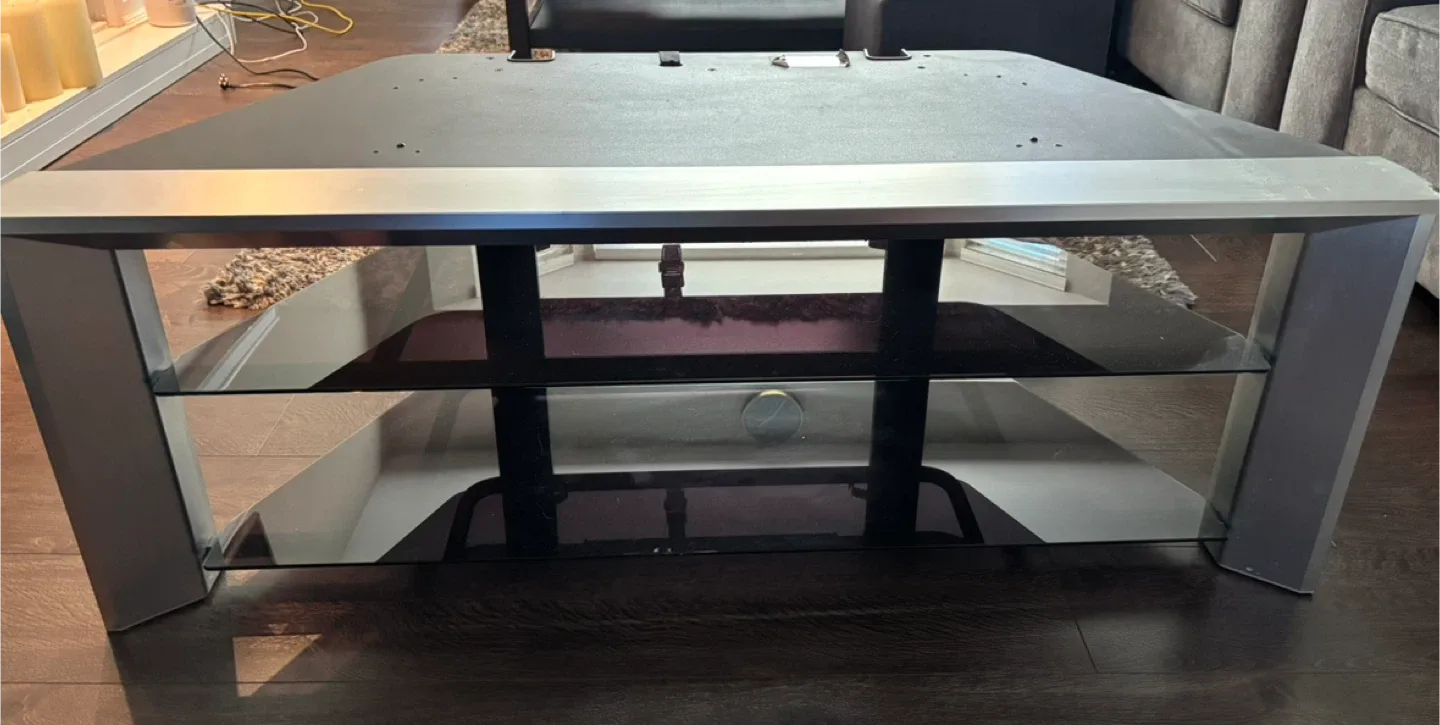 Black Glass Shelf TV Stand image indicator(3)