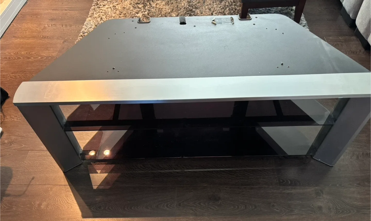 Black Glass Shelf TV Stand image indicator(4)