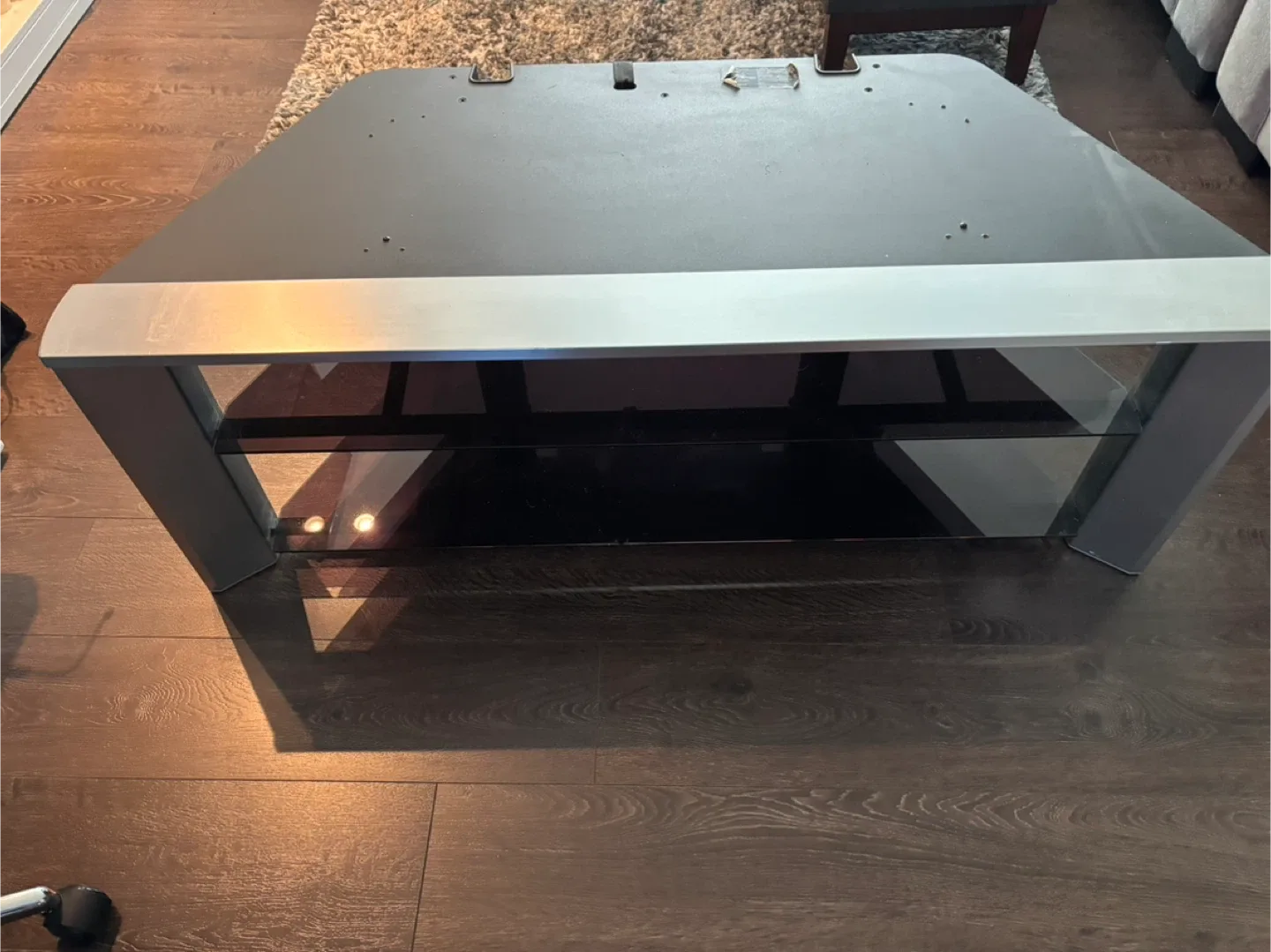 Black Glass Shelf TV Stand image indicator(2)