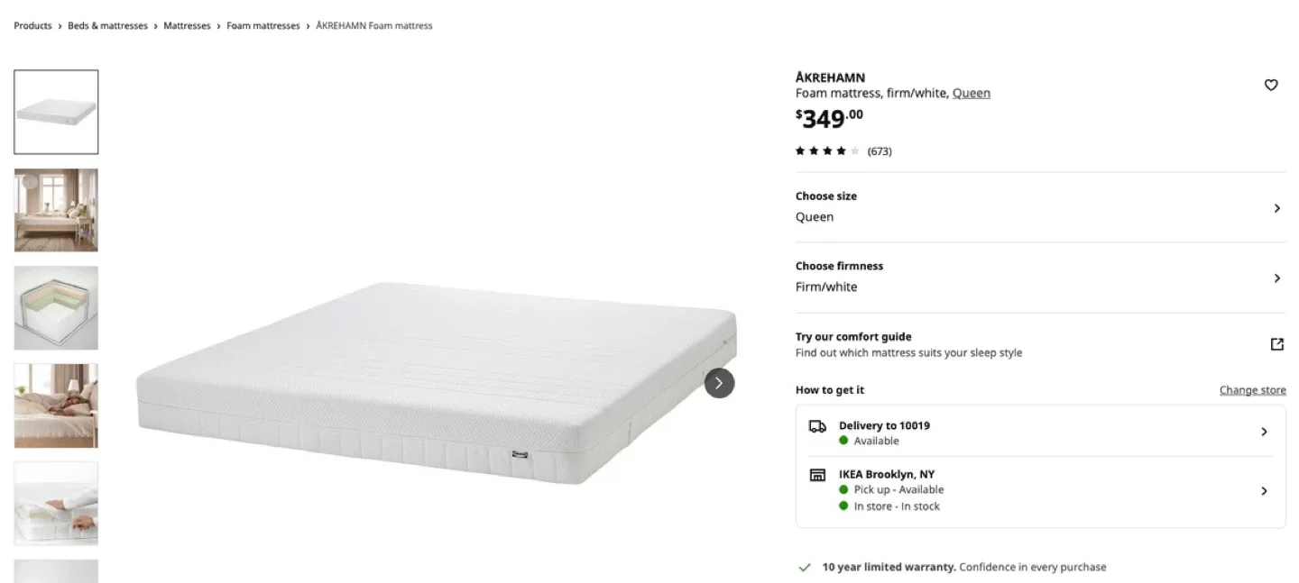 IKEA AKREHAMN Foam Mattress, Queen Size （Mattress Only）