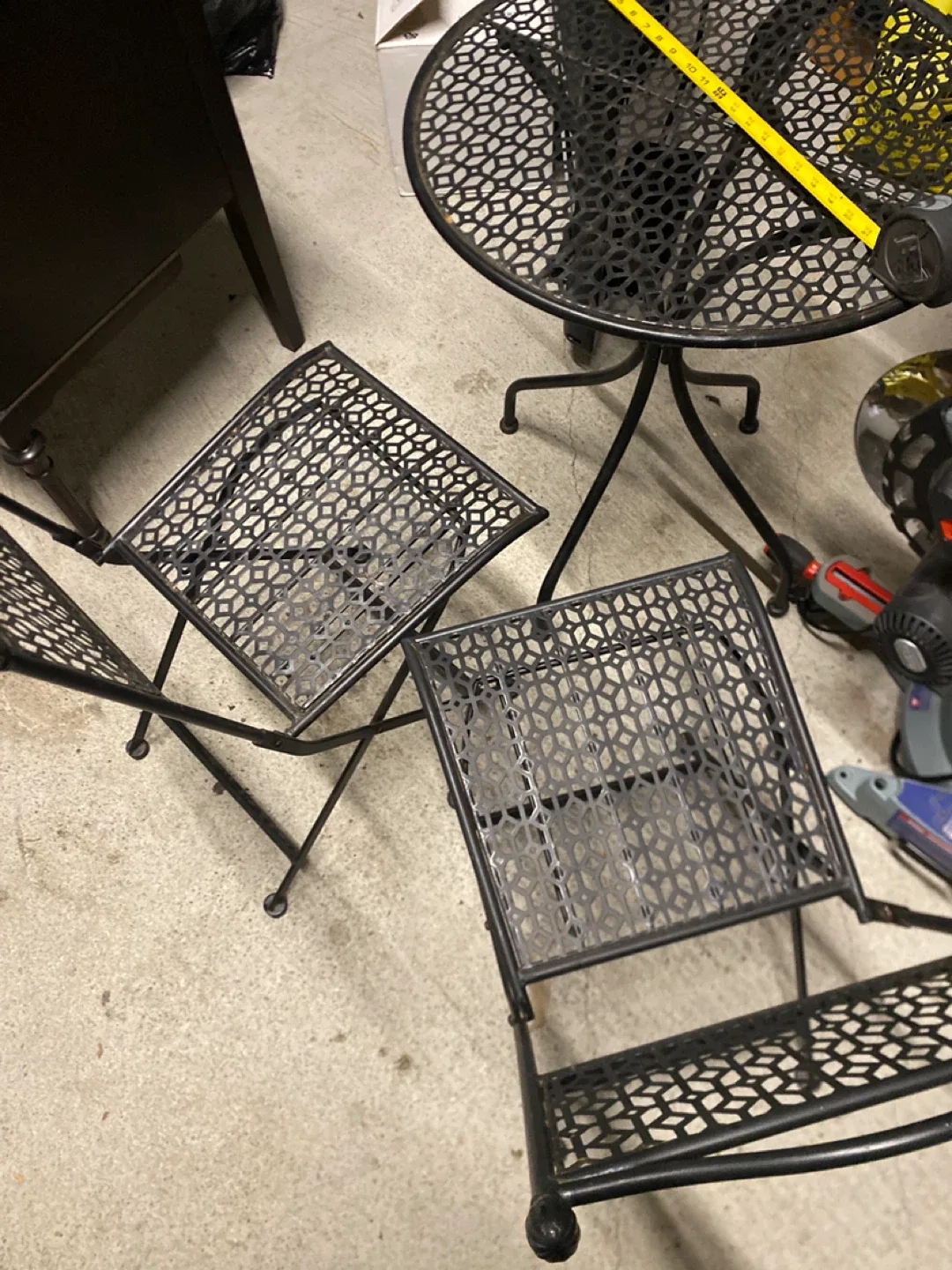Metal Patio Table & Chairs Set - Black