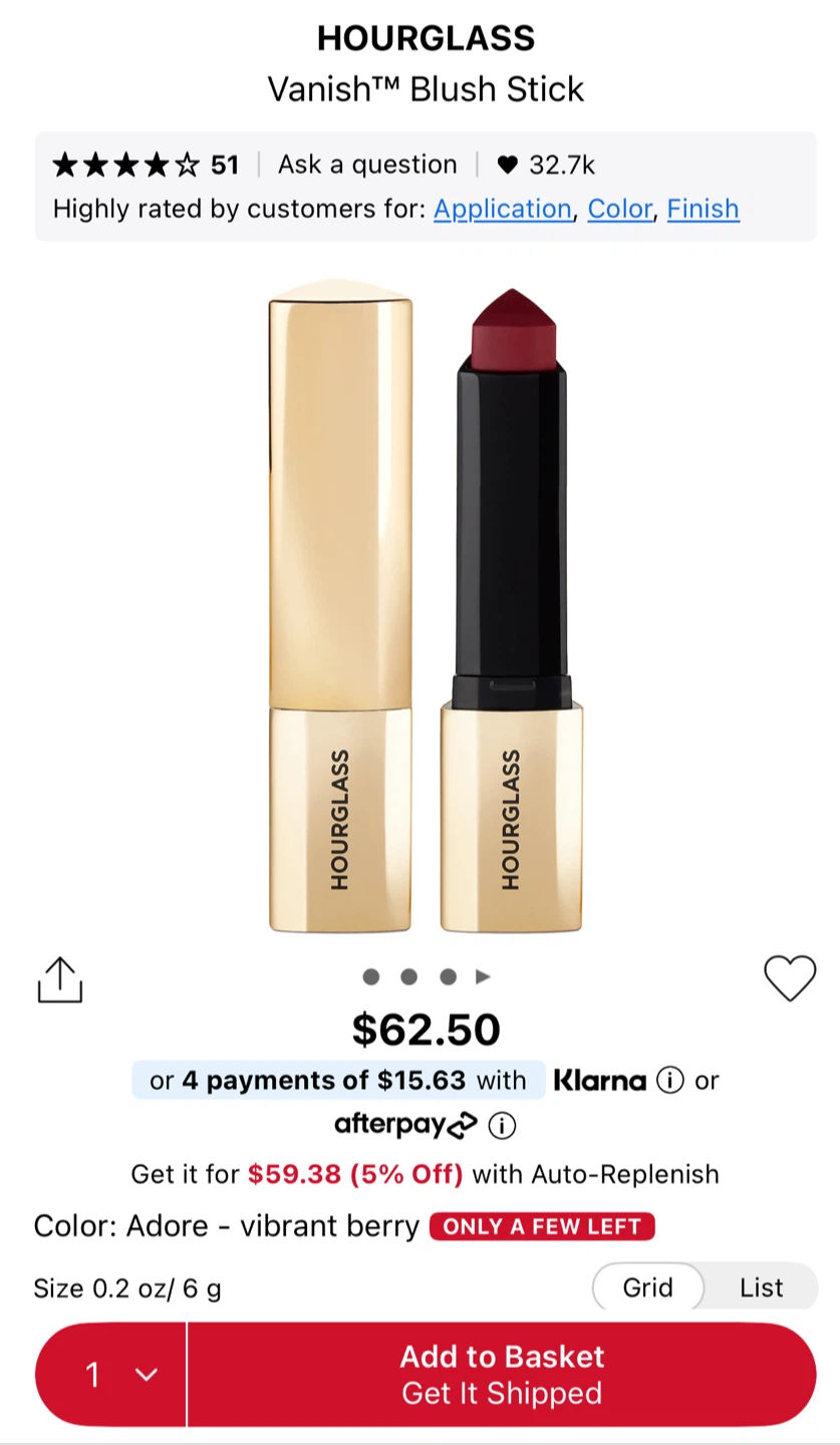 HOURGLASS Vanish Blush Stick - Adore - photo 2
