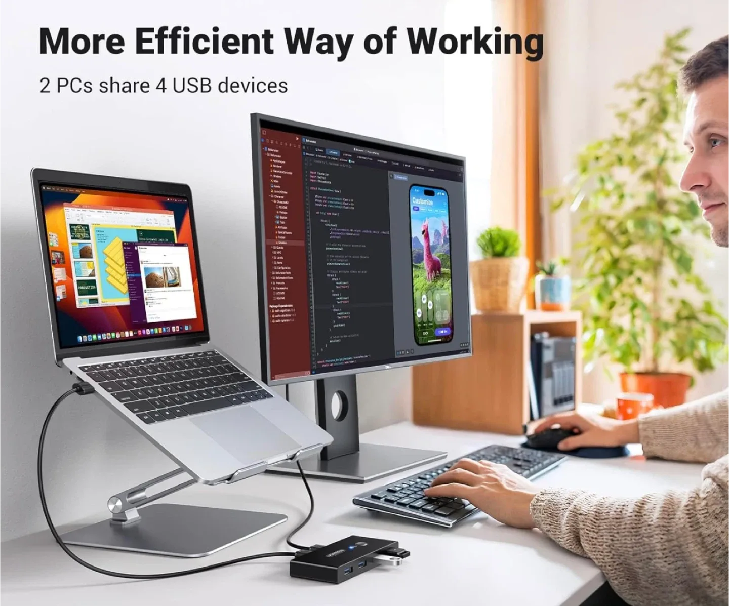 Ugreen USB 3.0 Sharing Switch 2 in 4 out image indicator(6)