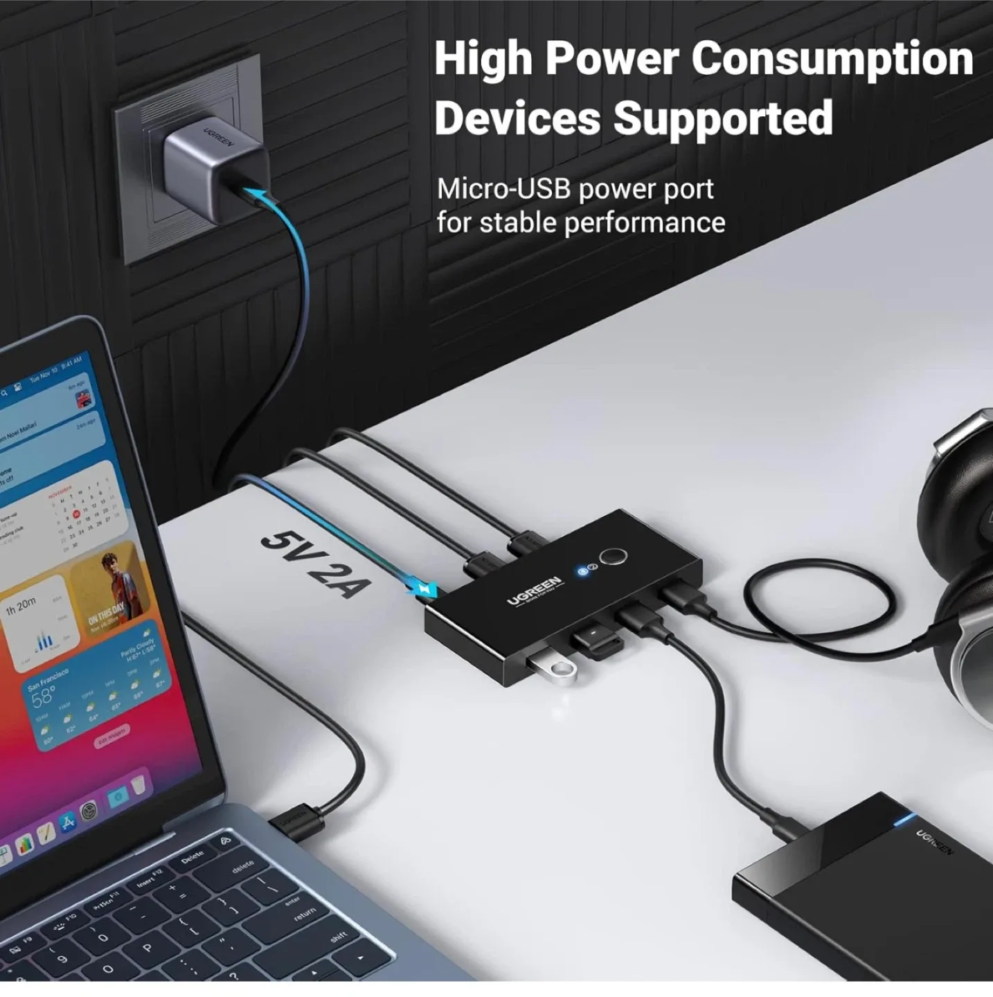 Ugreen USB 3.0 Sharing Switch 2 in 4 out image indicator(7)