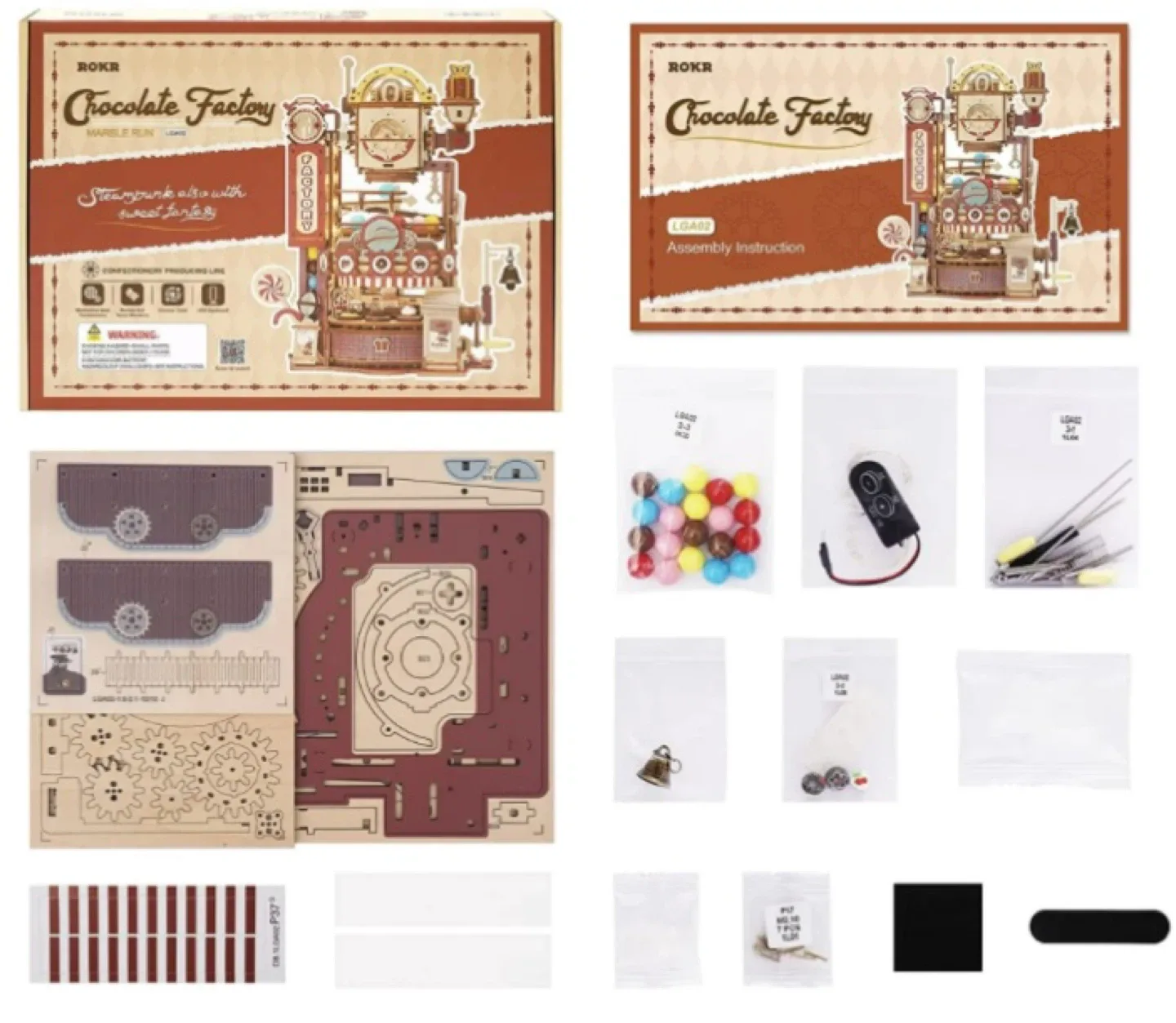 ROKR Chocolate Factory Marble Run 3D wooden puzzle image indicator(4)