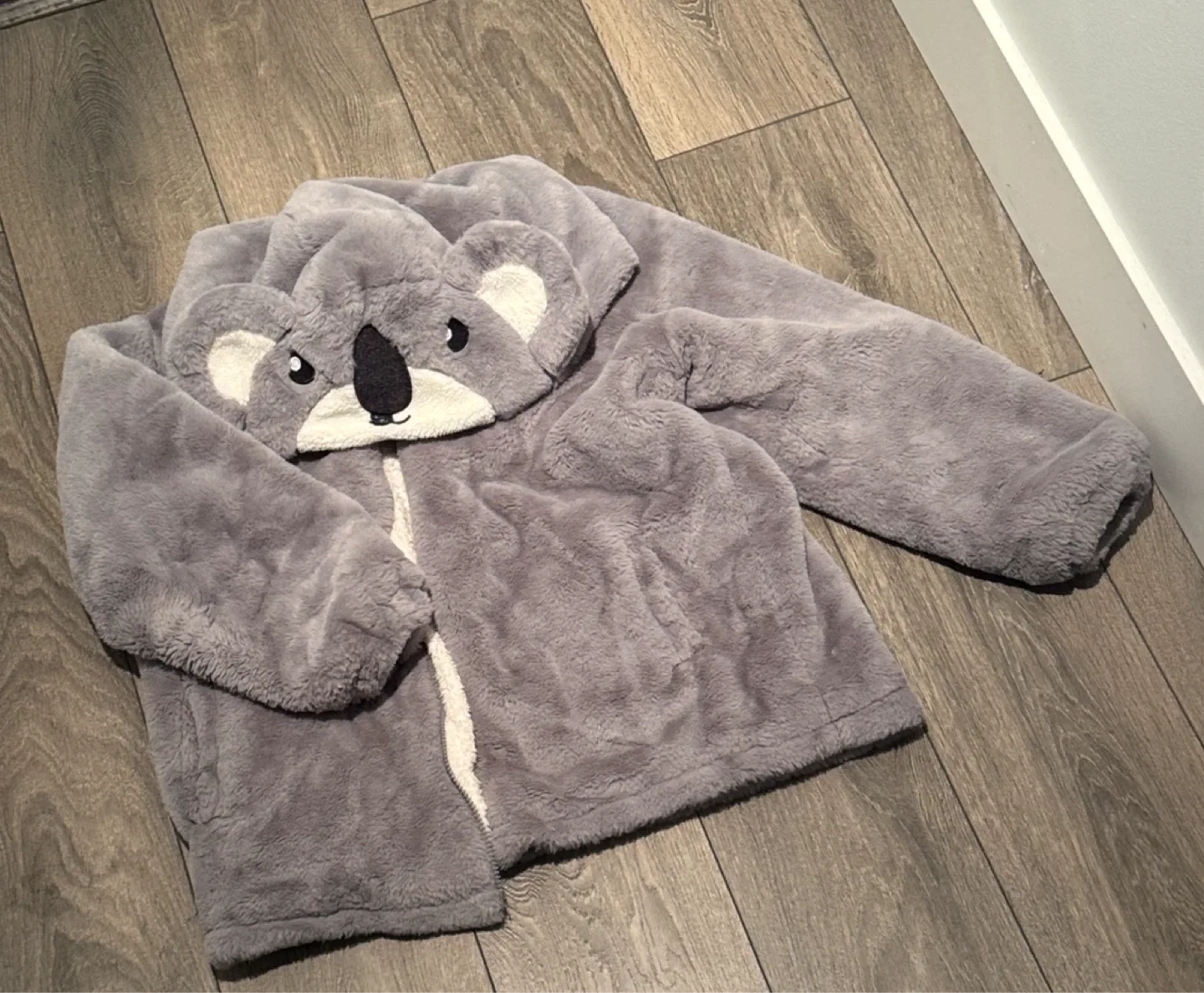 Koala  Grey Koala Plush Zip-Up Hoodie