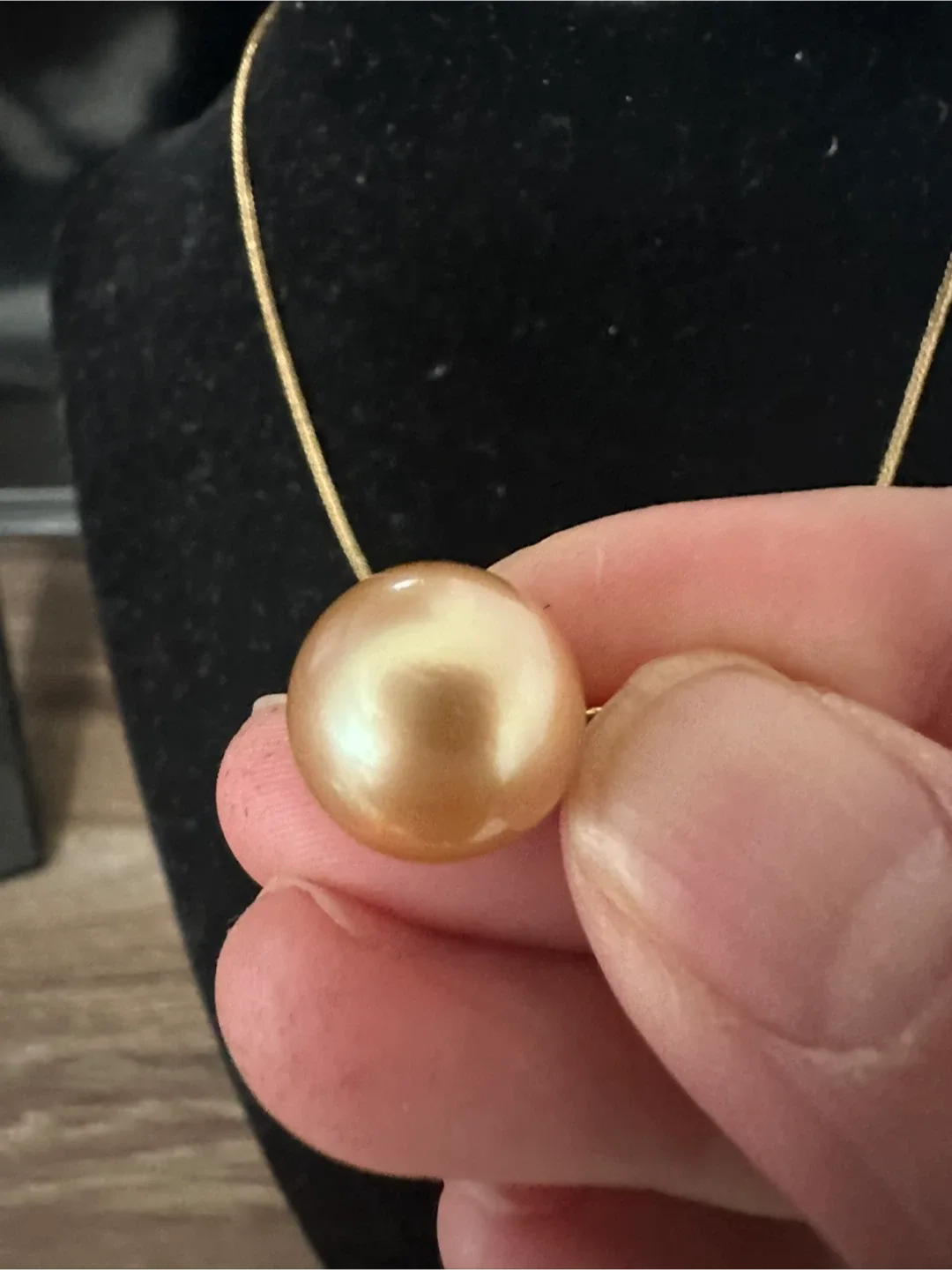Authentic South Sea Pearl Golden color with 18k real gold chain image indicator(5)