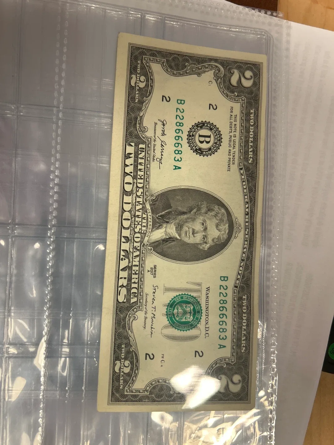 Collectible $2 Bill - Series 2017