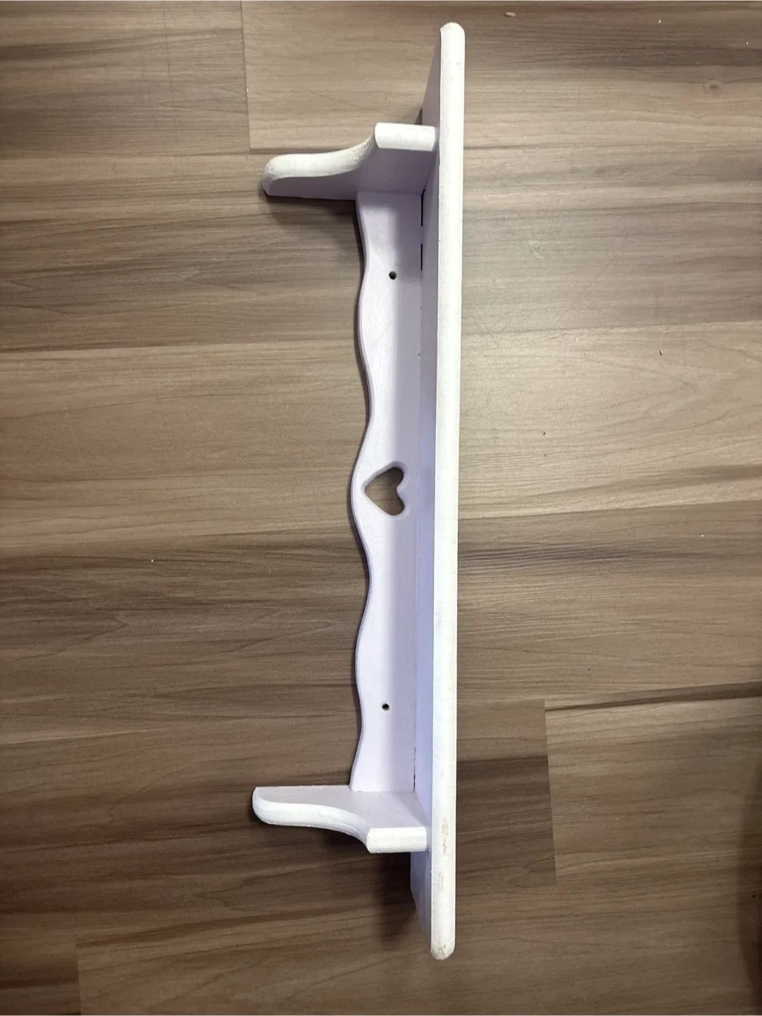White Wooden Shelf with Heart Detail