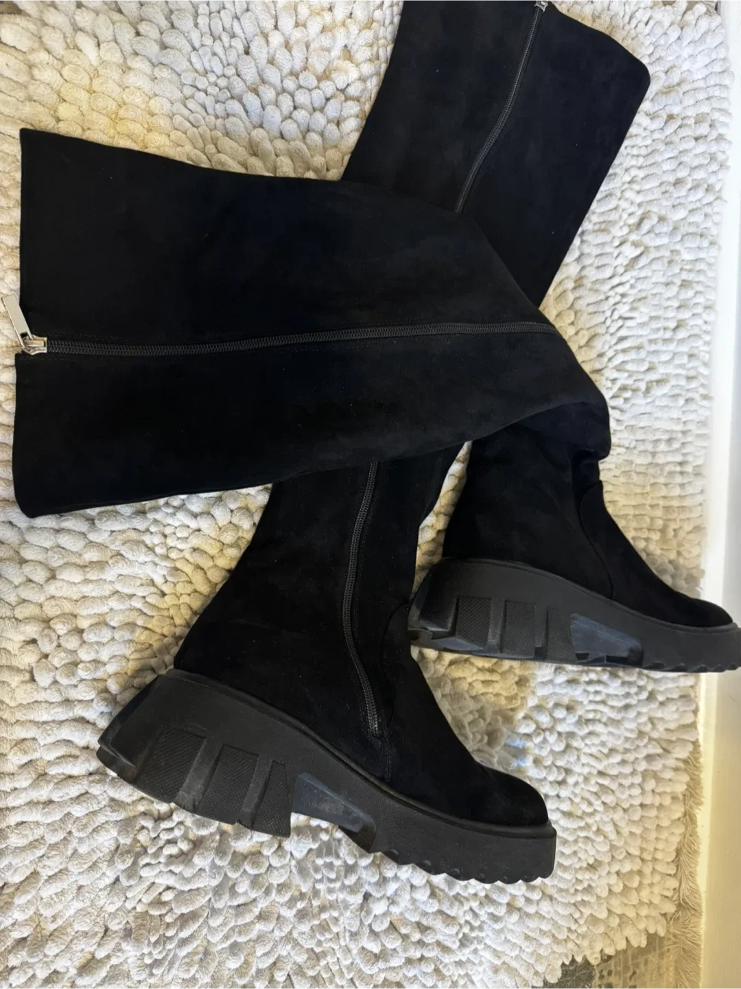 Zara Black Suede Over-the-Knee Boots