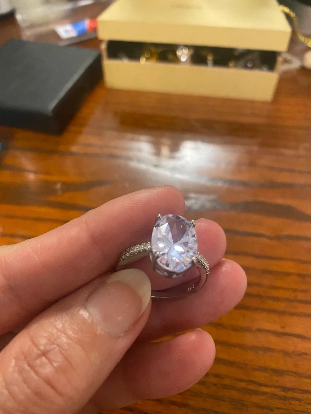 Oval Cut Silver Ring image indicator(2)