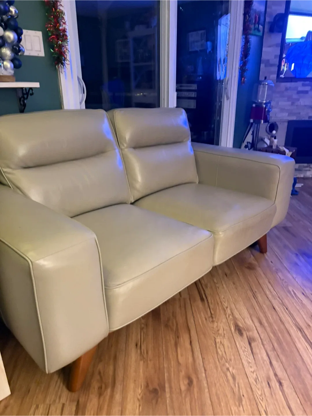 Beige Leather Sofa and Love Seat image indicator(2)