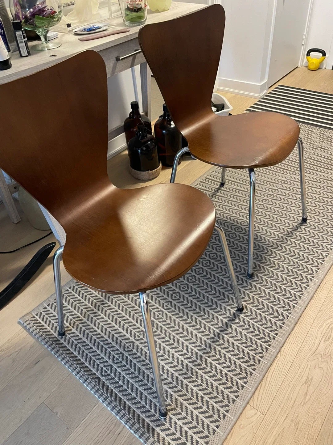 Set of 2 Brown Wood Chairs