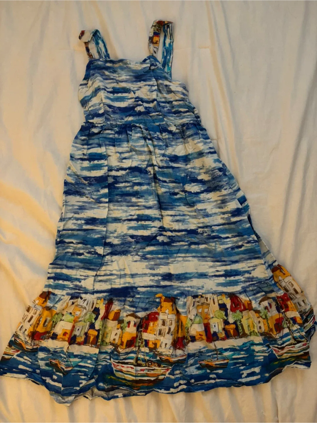 Blue Sundress with Coastal Print