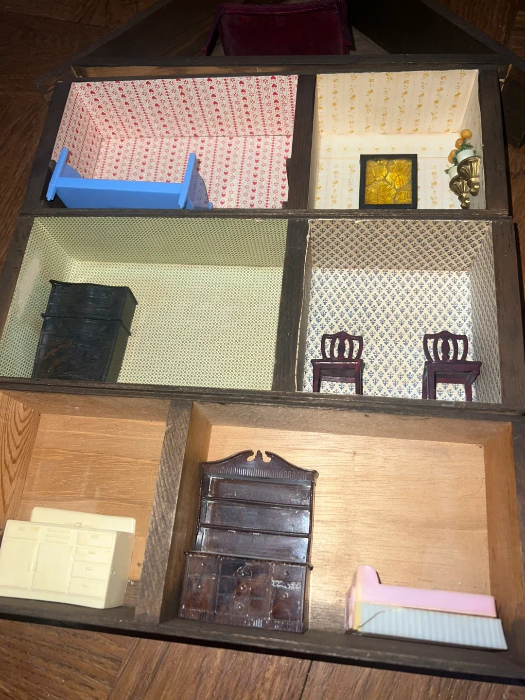 Vintage Wooden Dollhouse with Furniture #Cleanout image indicator(2)