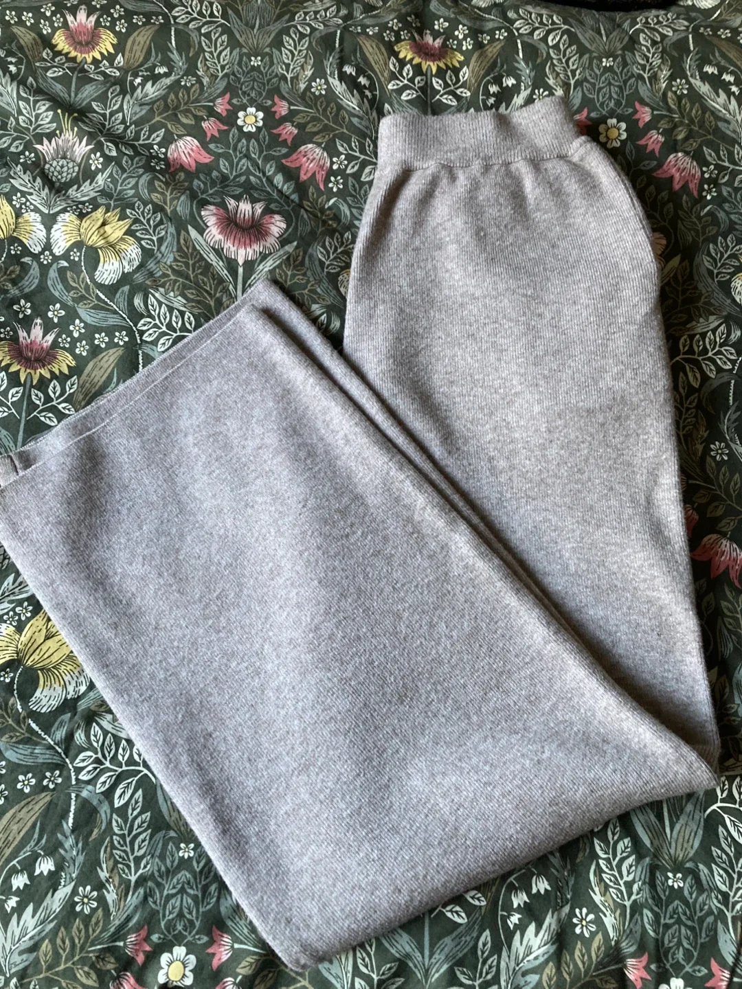 Wide Leg Beige Knit Pants- S