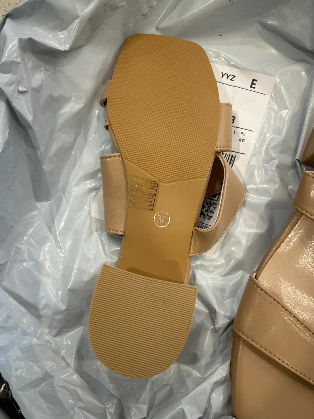 Beige Heeled Sandals - Size 38