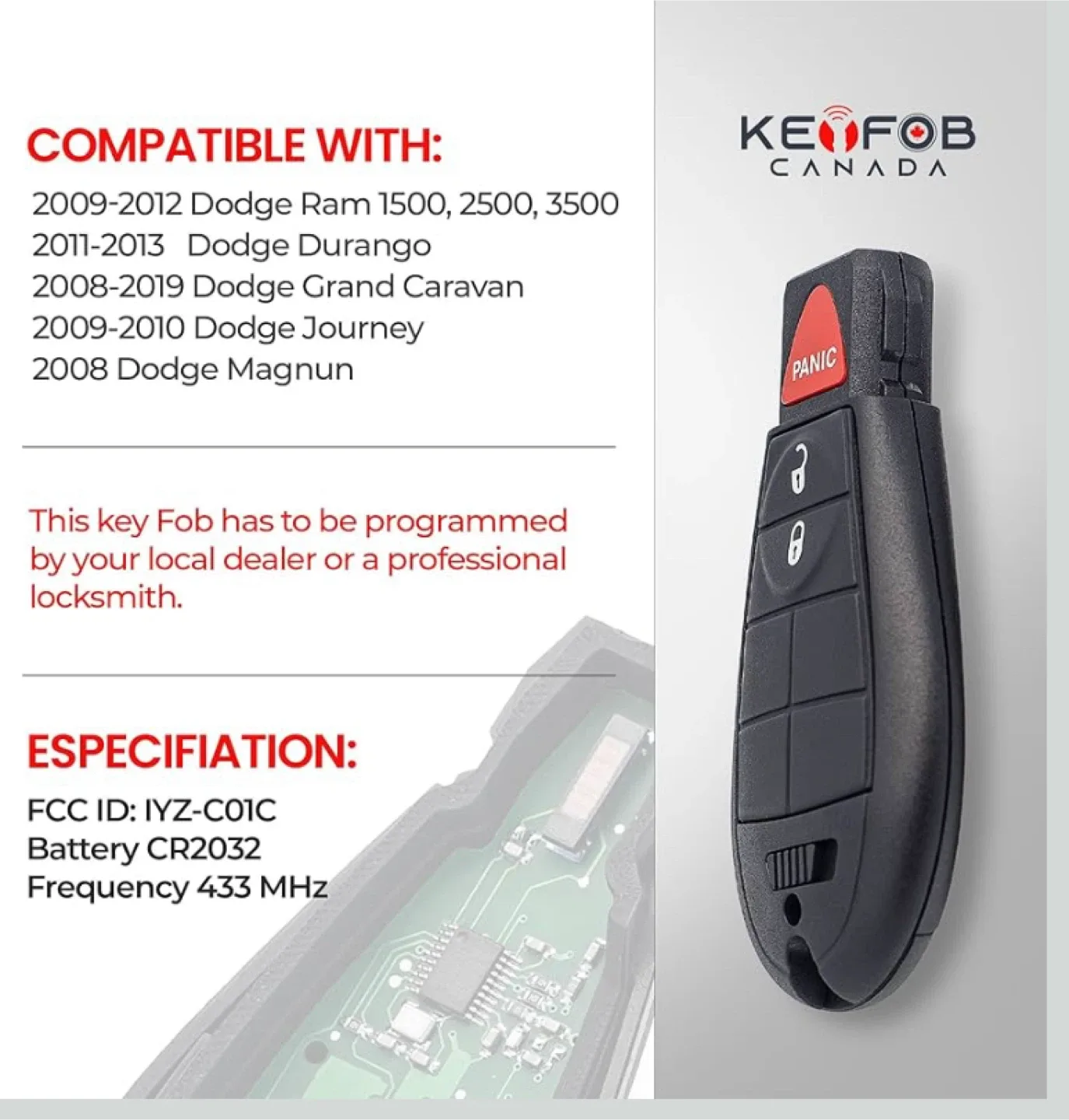 Mopar Dodge/Chrysler Key Fob + Key image indicator(5)