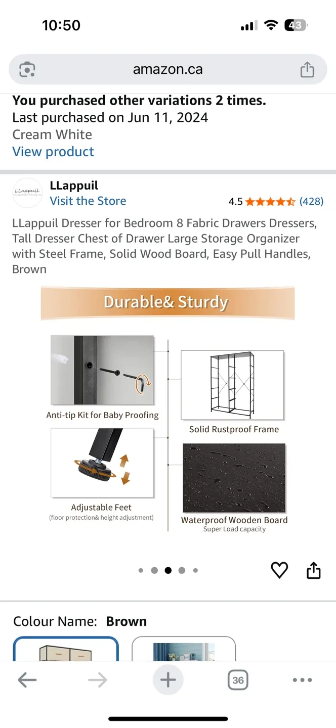 LLappuil 8-Drawer Dresser - Grey #cleanout image indicator(3)