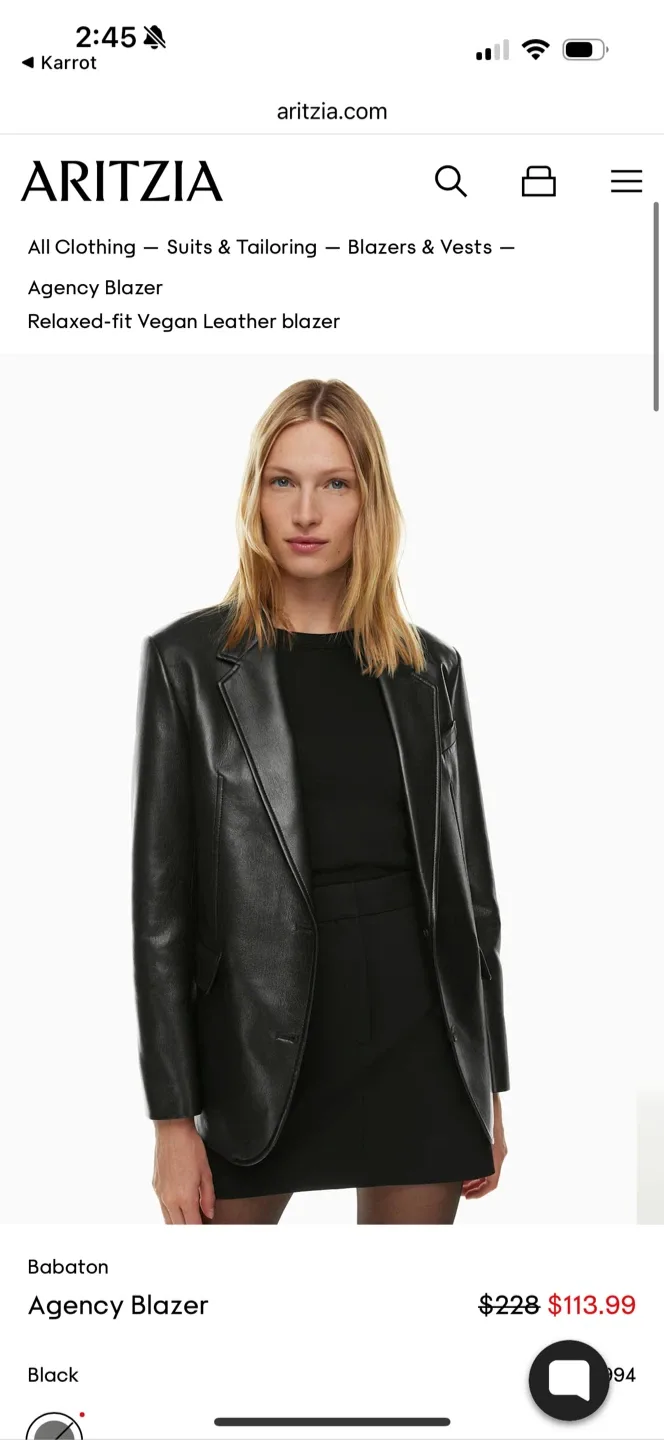 Babaton faux leather blazer size S image indicator(2)