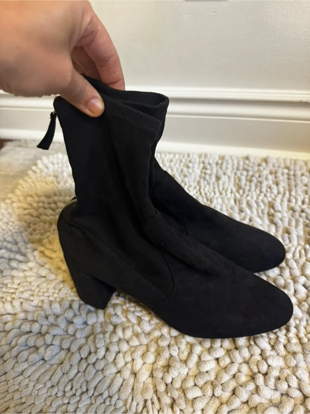 Zara Black Heeled Ankle Boots - Size 40