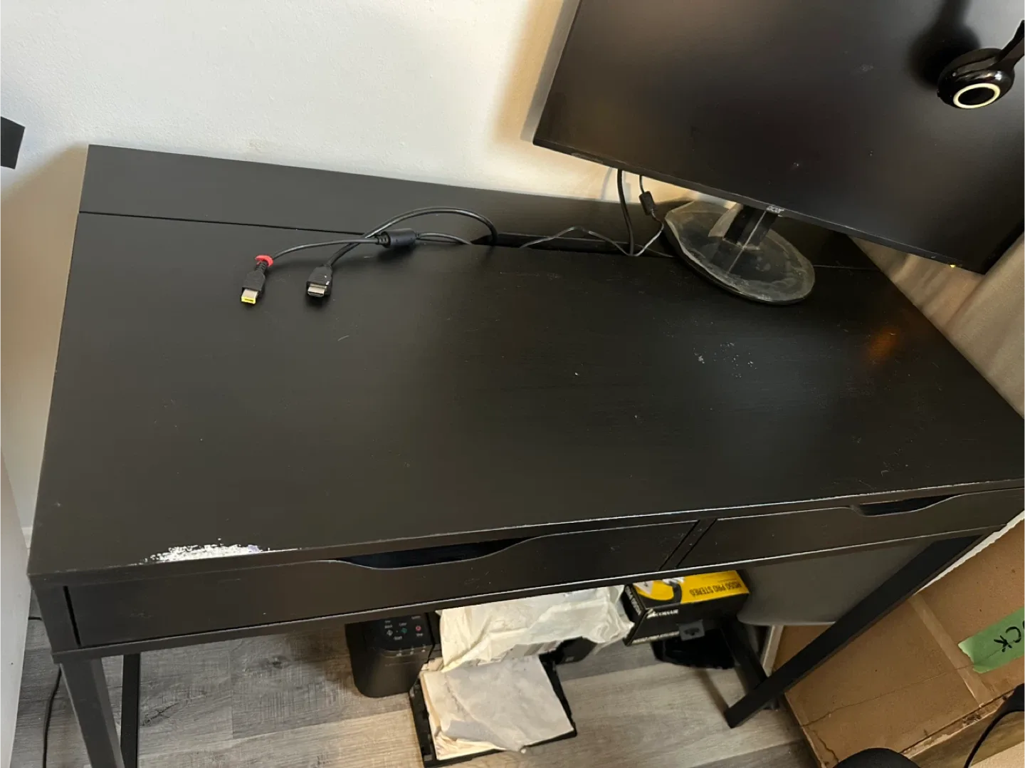 IKEA Malm Desk with 2 Drawers - Black image indicator(2)
