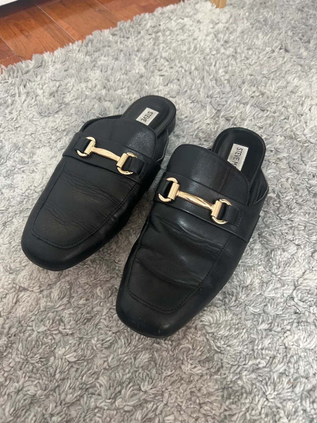 Steve Madden Black Leather Mules