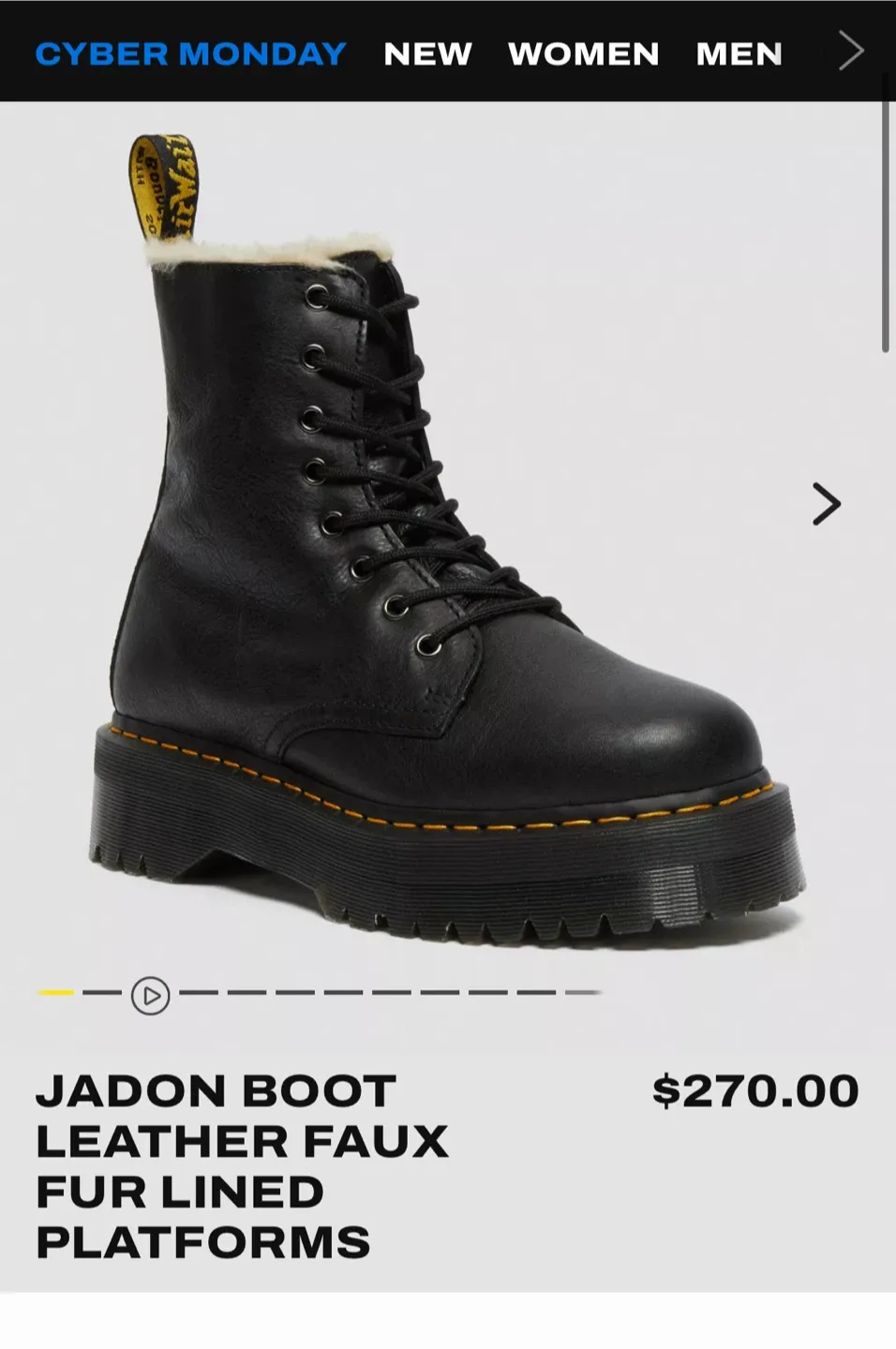 Dr. Martens Fur Lined Platform Boots - US 7