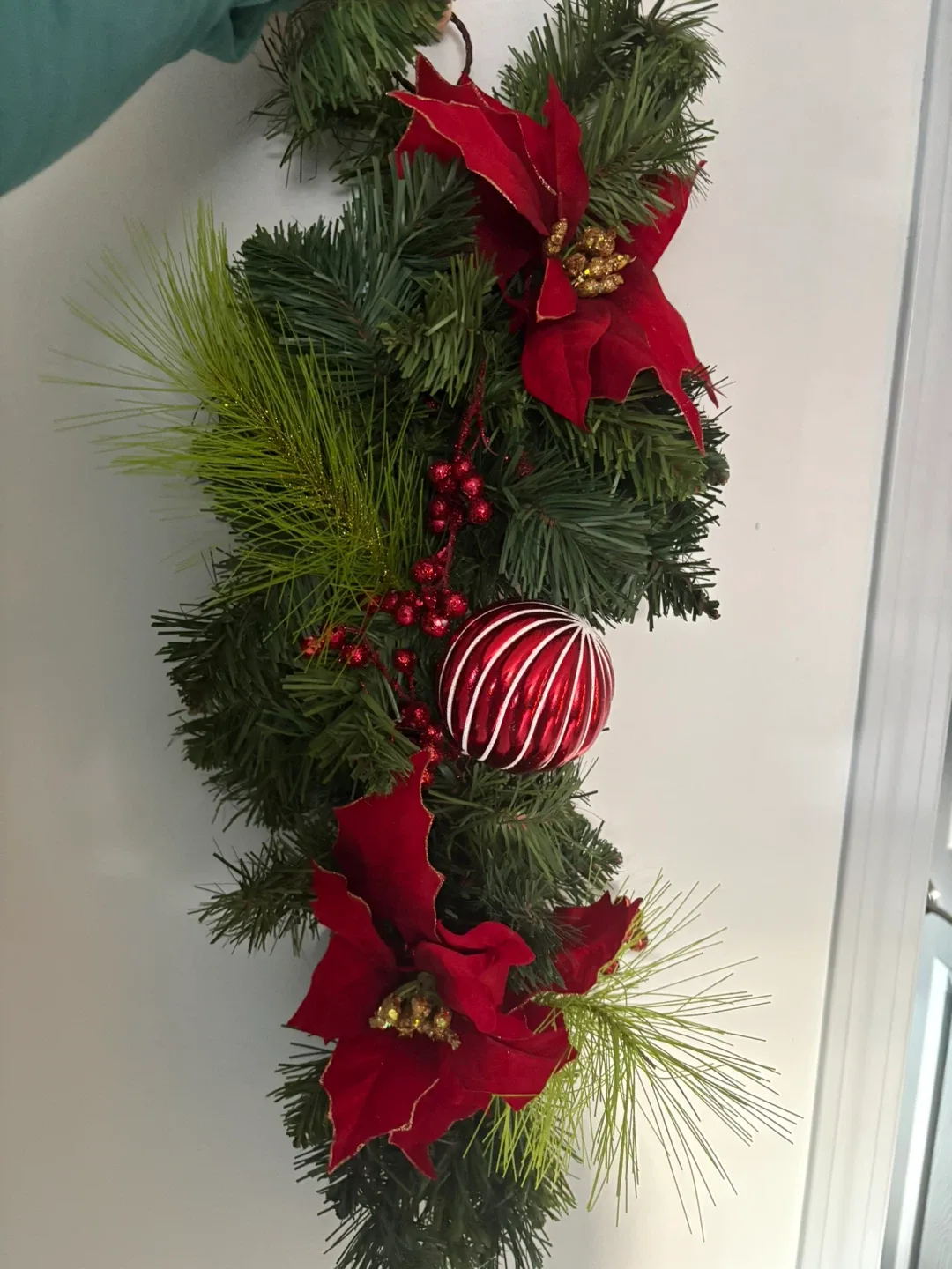 Christmas Garland with Poinsettias & Ornament image indicator(2)