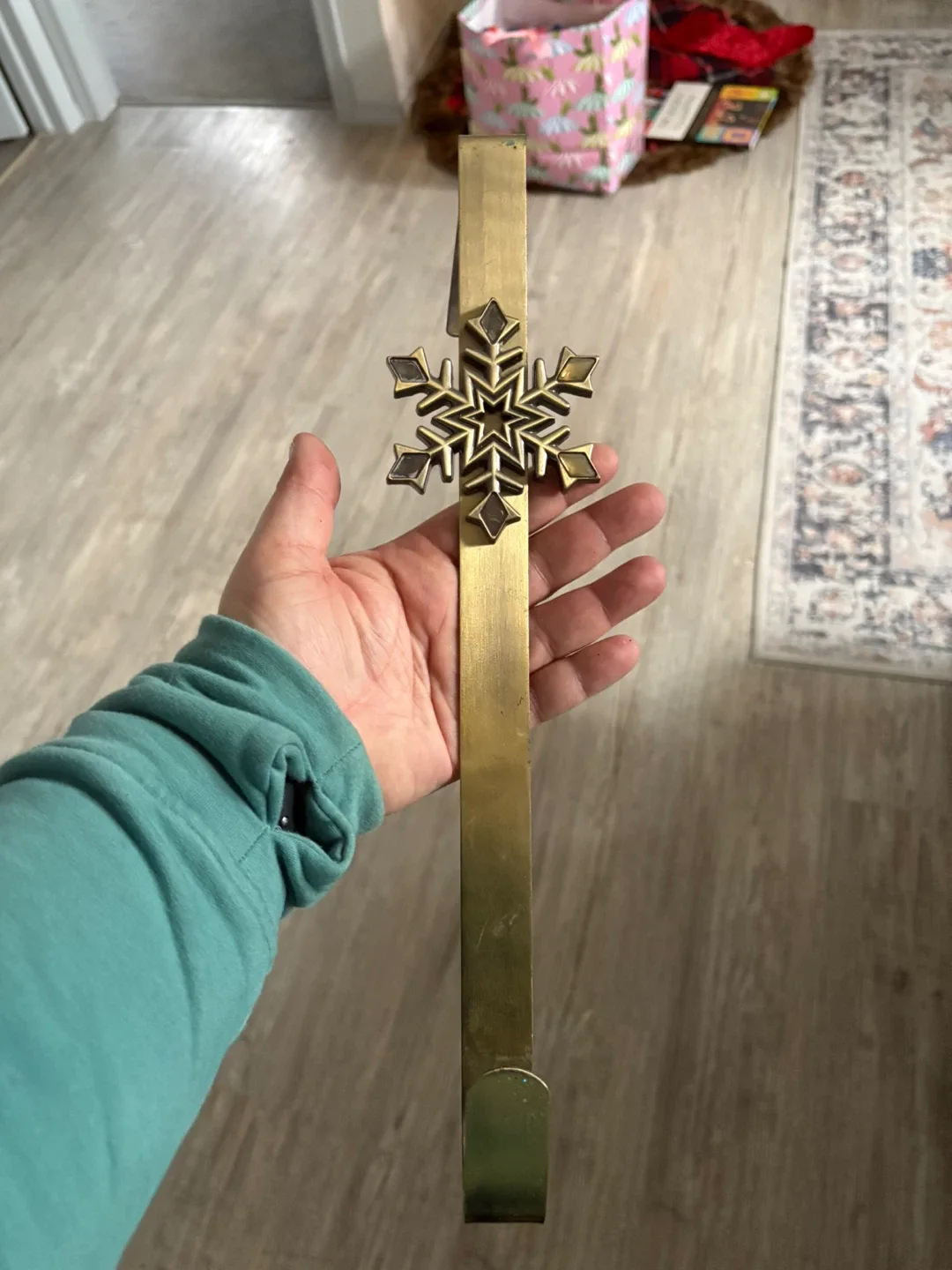 Gold Snowflake Christmas Stocking/wreath Holder