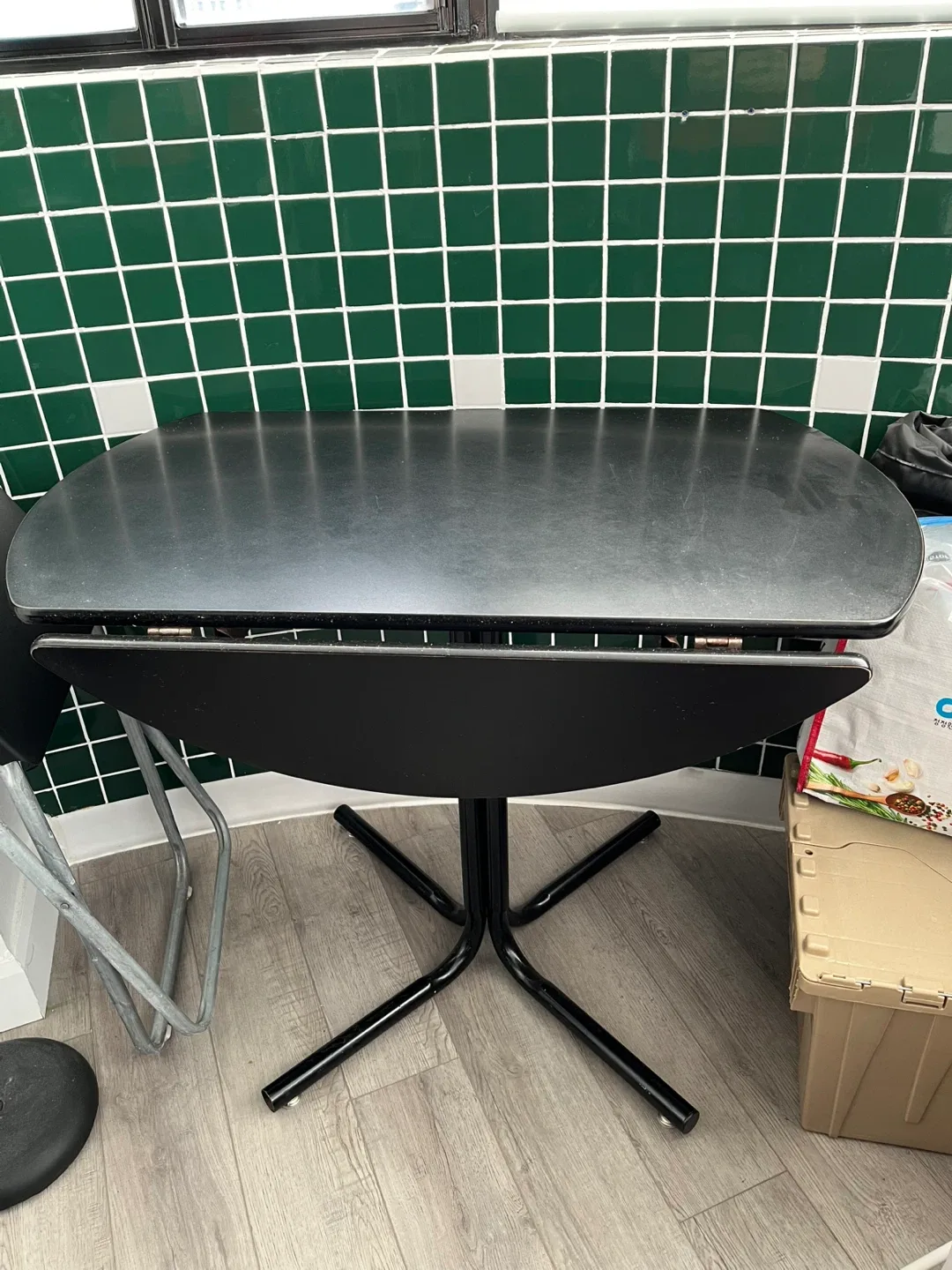 Black Drop Leaf Table - 90cm x 76cm