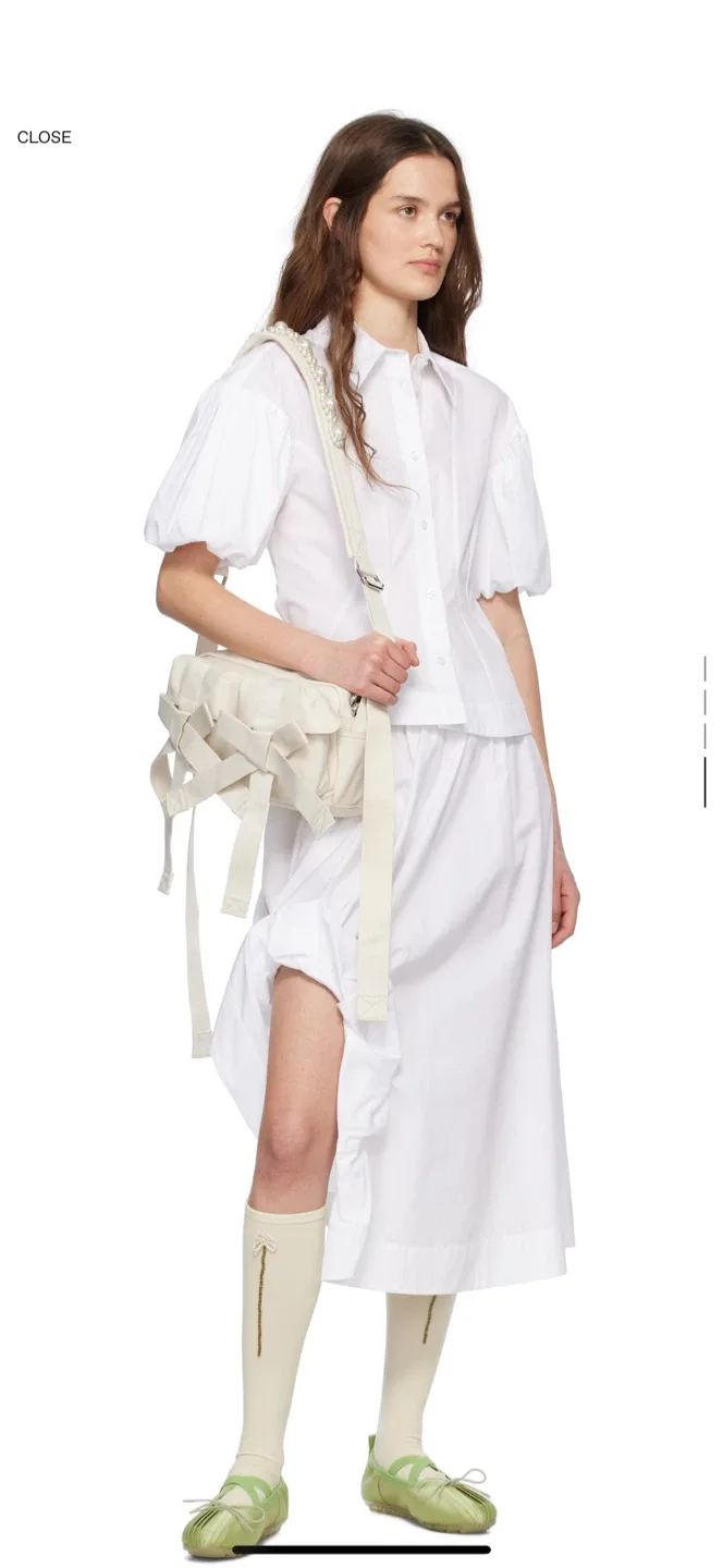 Simone Rocha Off-White Beaded Bow Crossbody Bag