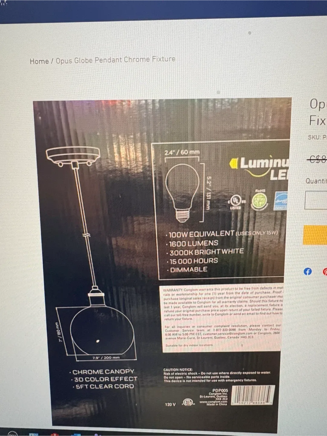 OPUS Globe Pendant Light - Contemporary image indicator(3)