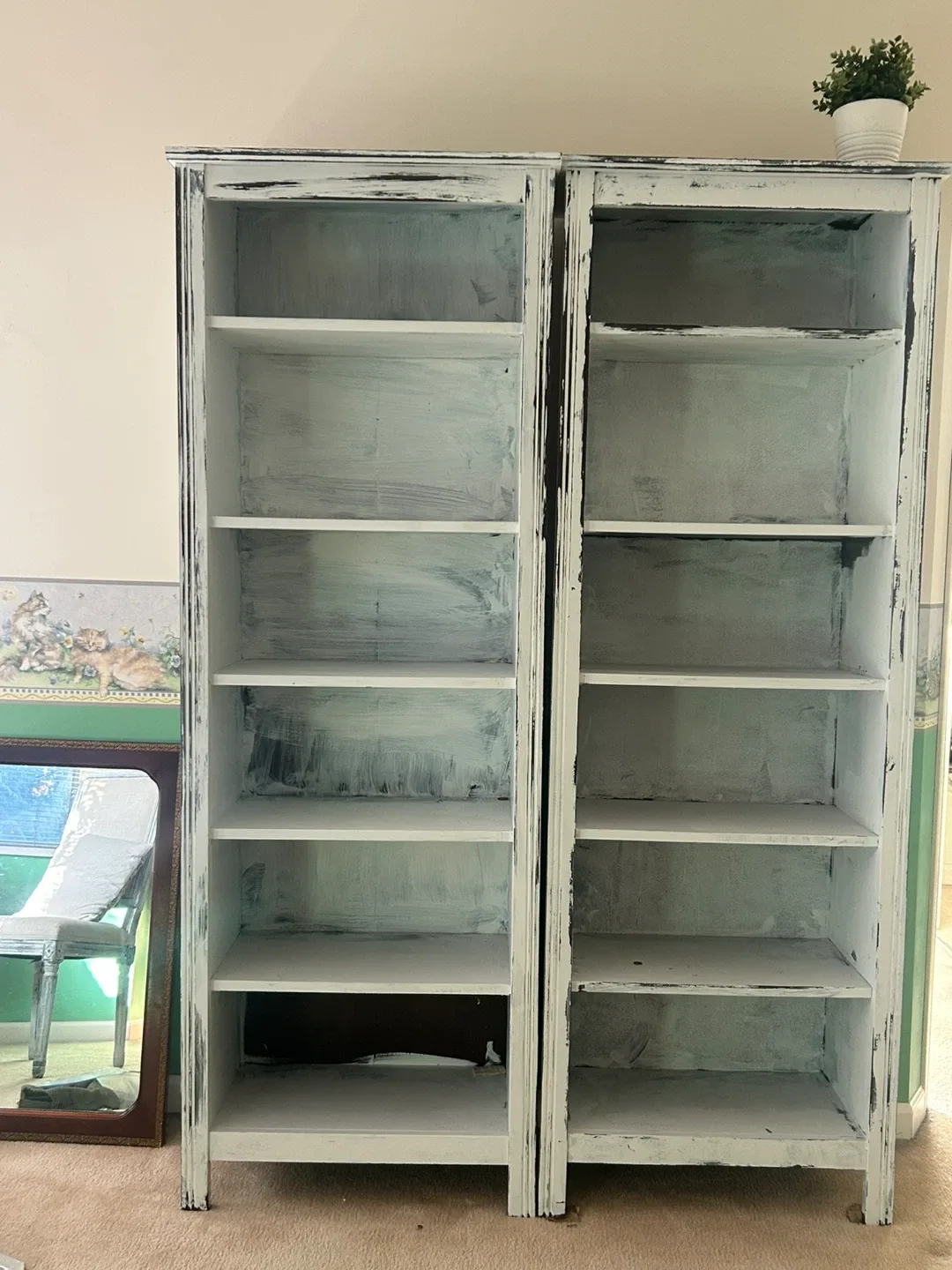 White Painted Bookcases - Set of Two