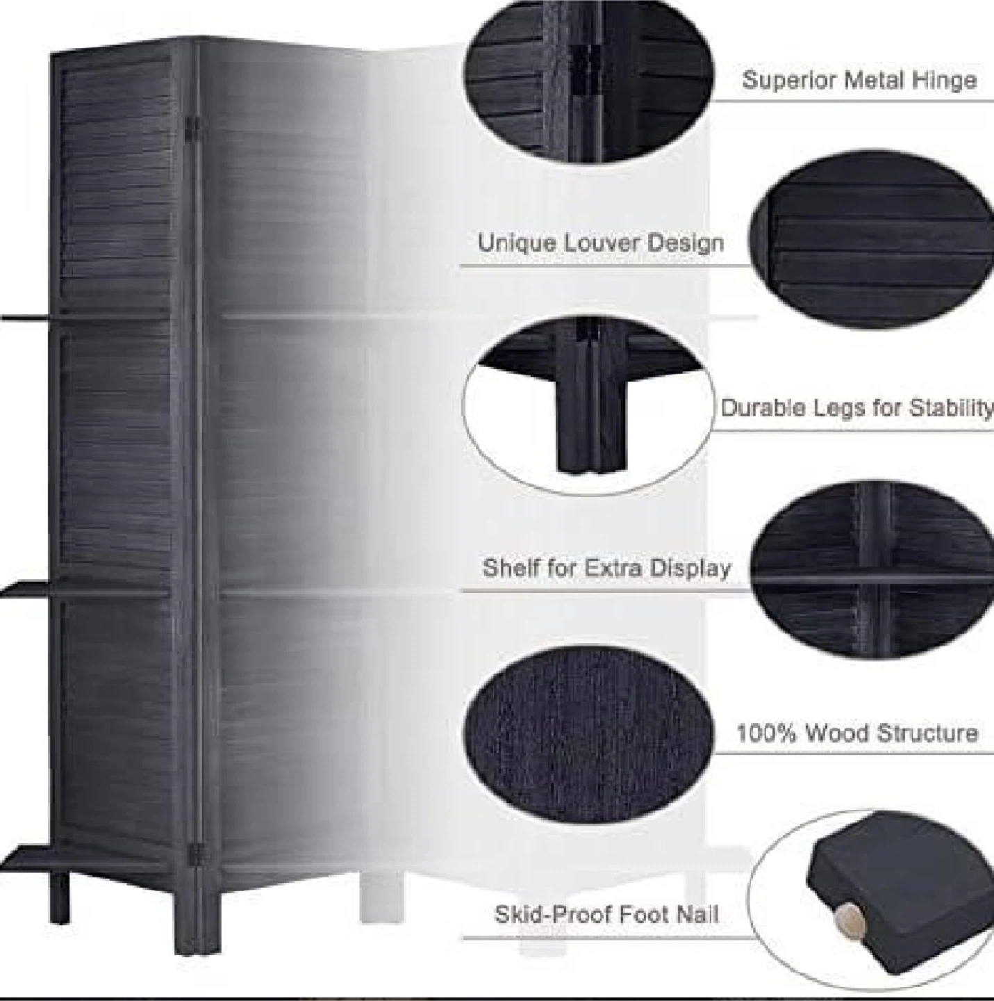 New in Box 6-Panels Room Divider w/ Shelves - photo 5