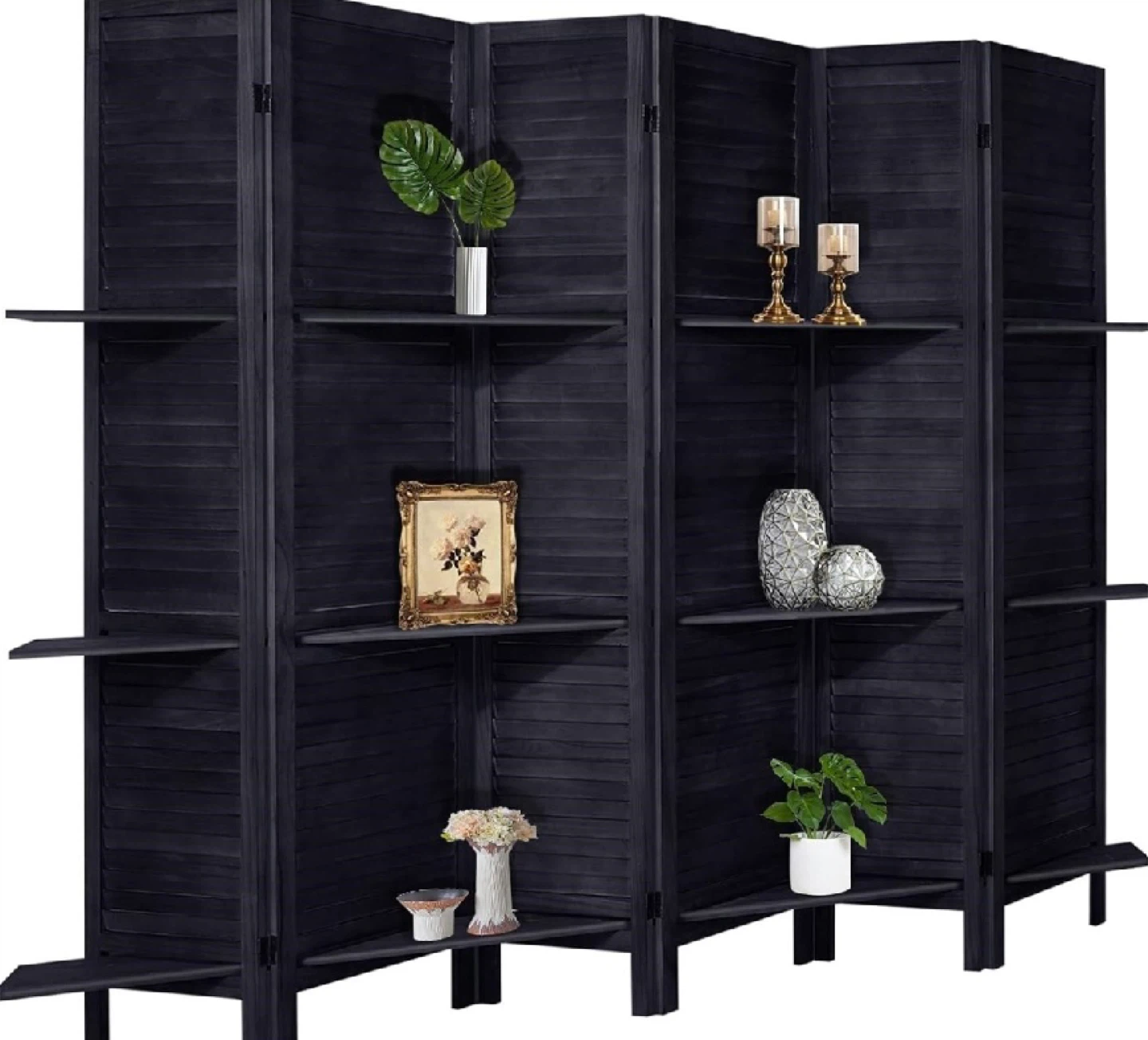 New in Box 6-Panels Room Divider w/ Shelves