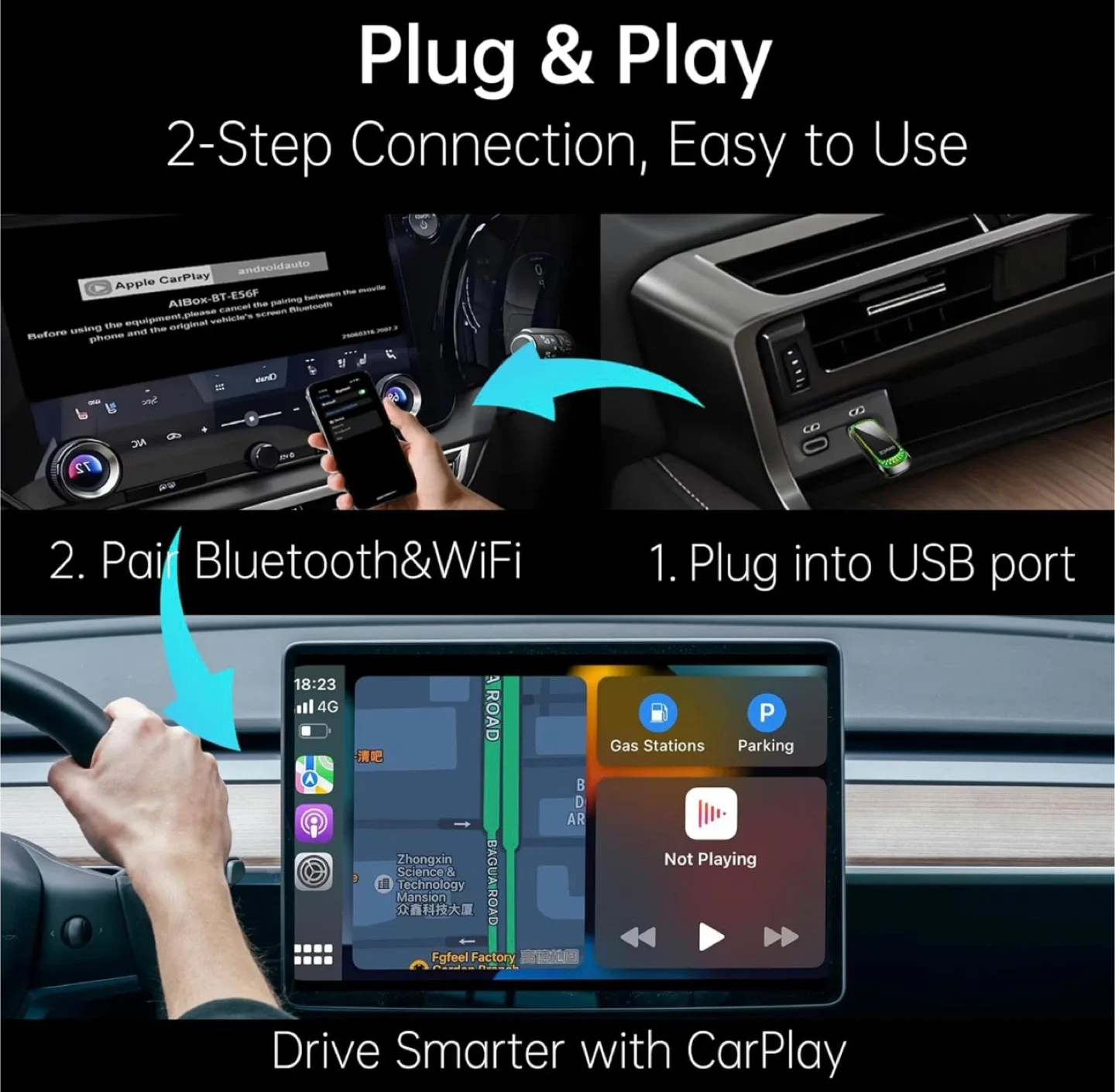 ONINCE Wireless Carplay Adapter image indicator(6)