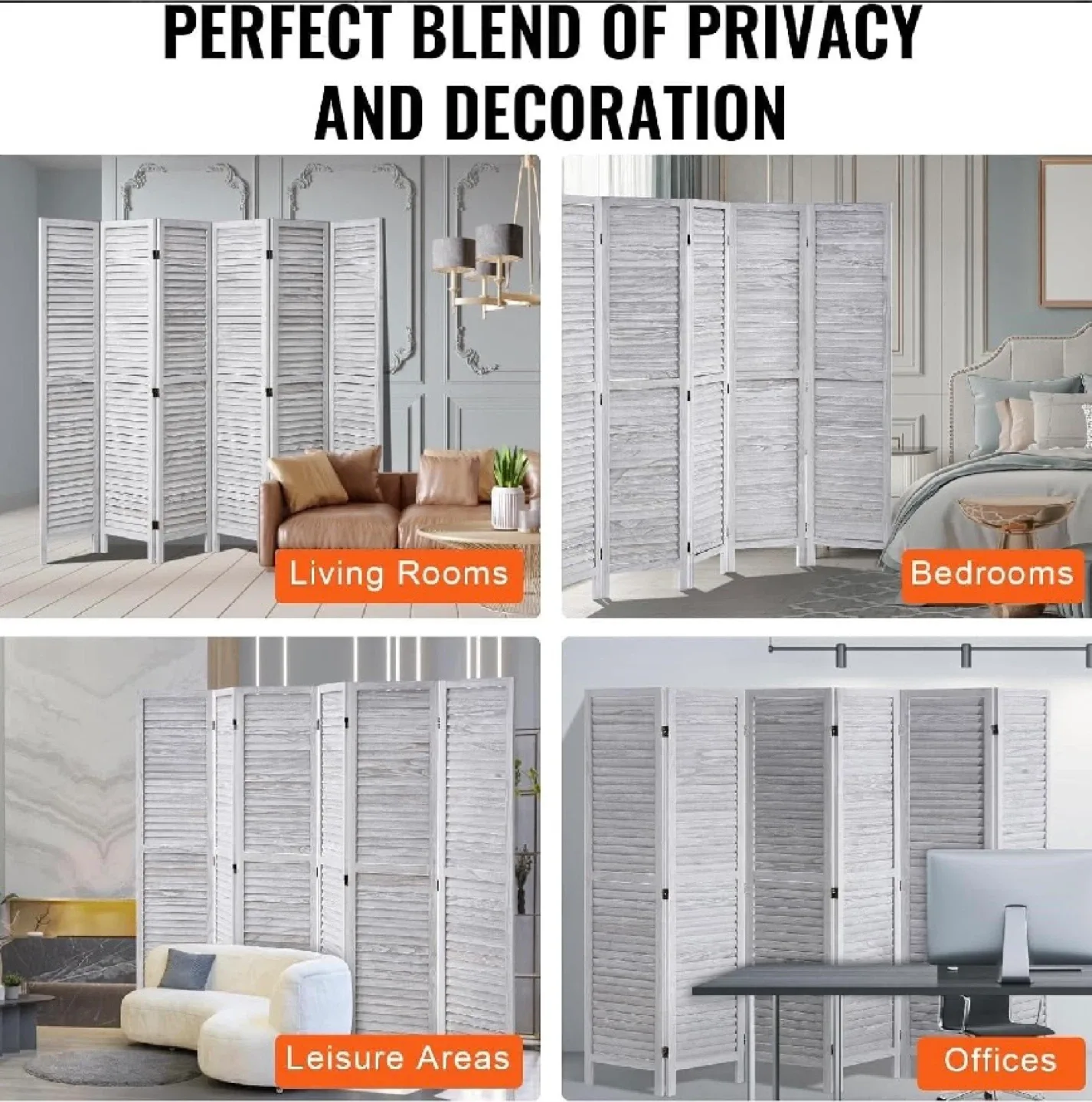 New in Box European Style Room Divider w/ 6 Panels image indicator(4)