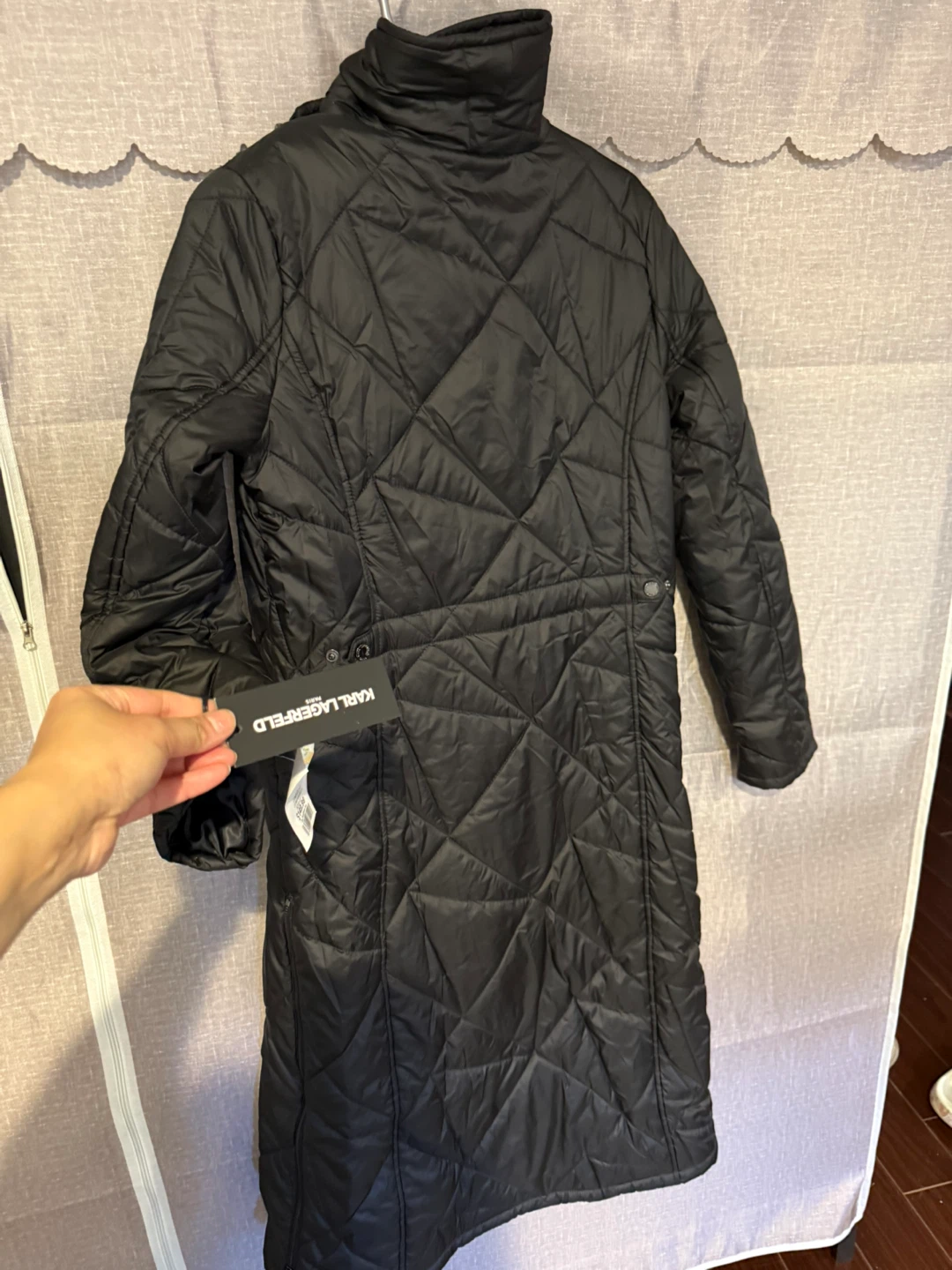 Karl Lagerfeld Black Quilted Coat Size 35 - photo 2