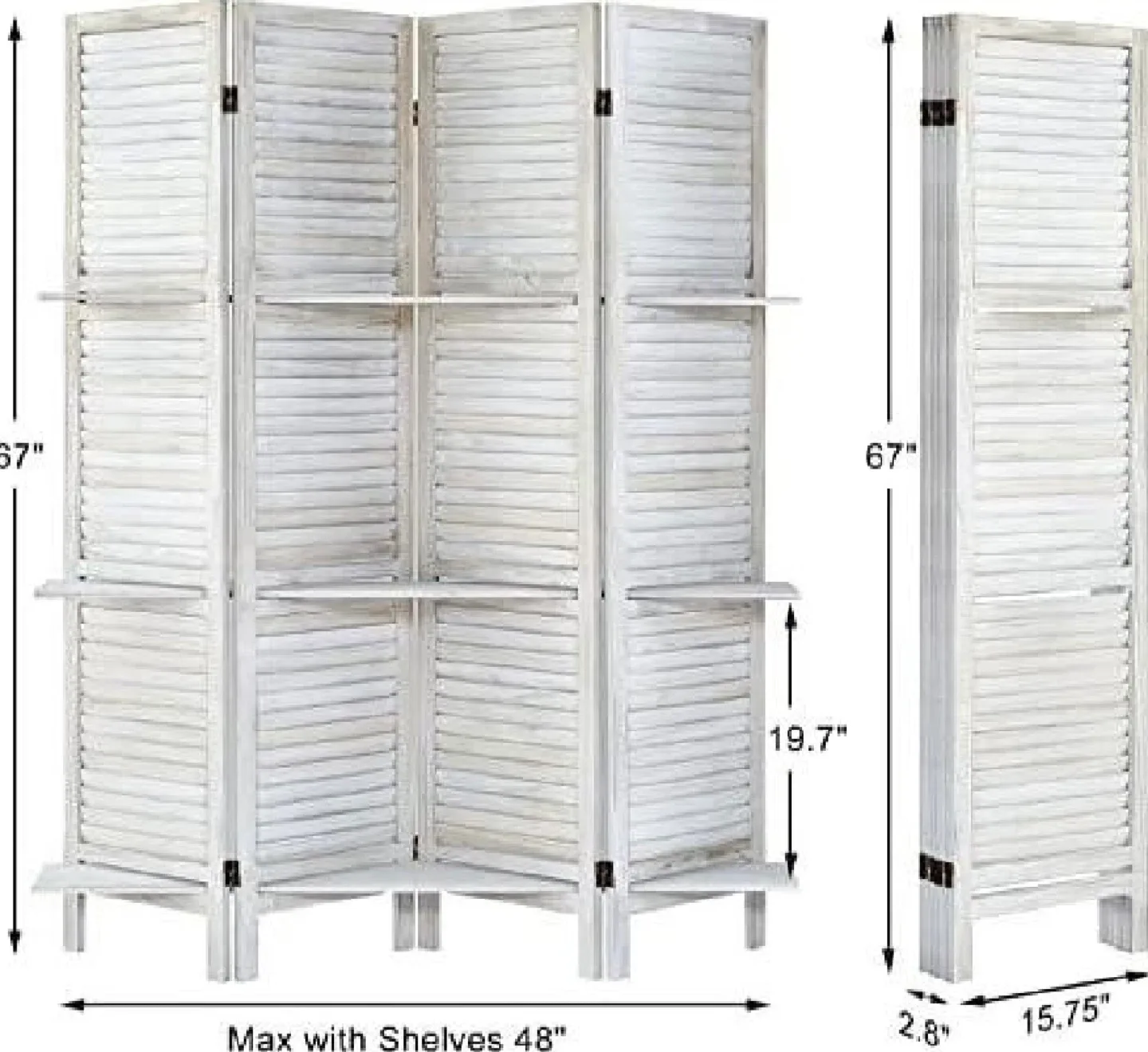 New in Box 4-Panels Room Divider w/ Shelves image indicator(4)