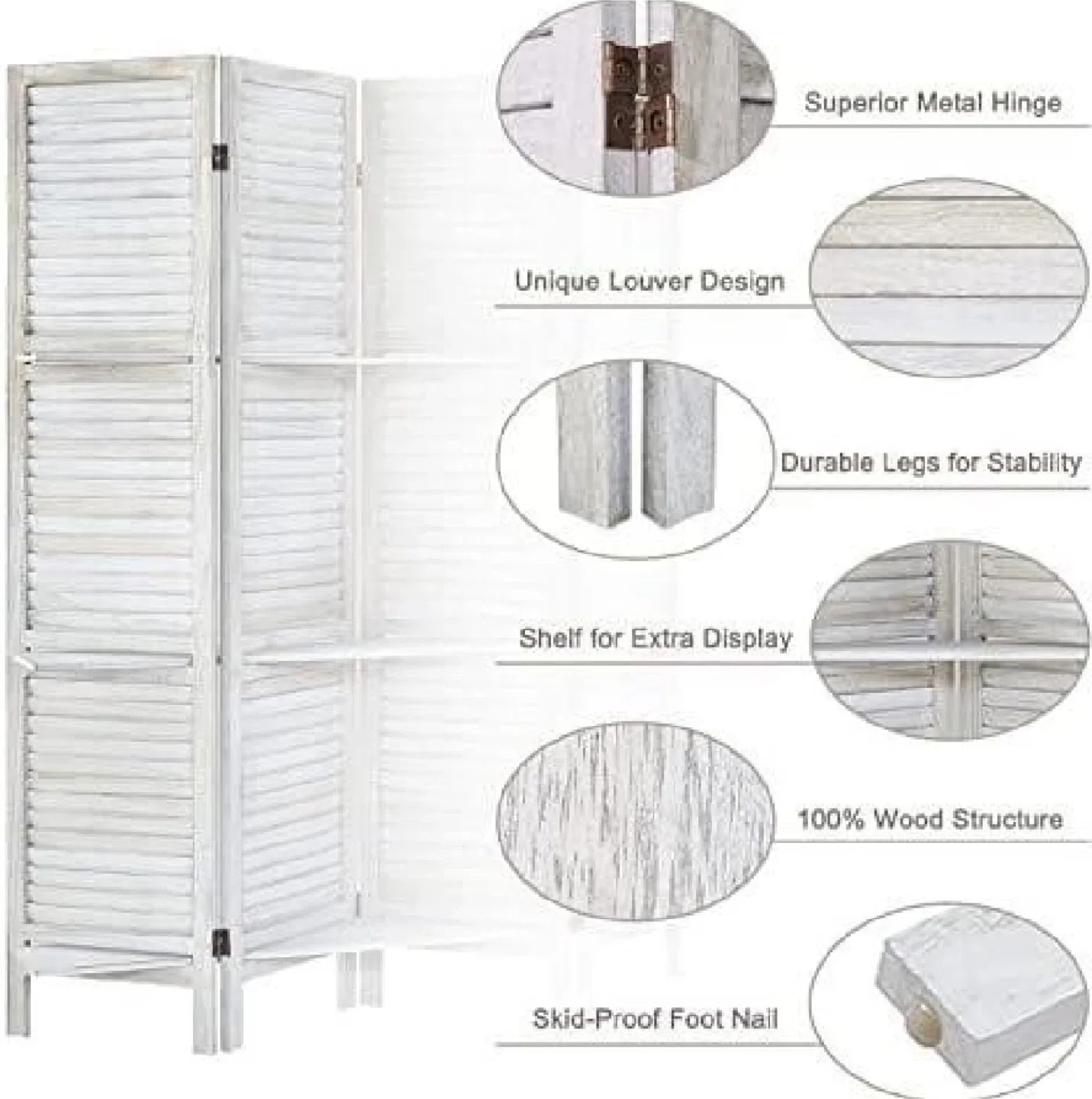New in Box 4-Panels Room Divider w/ Shelves image indicator(3)