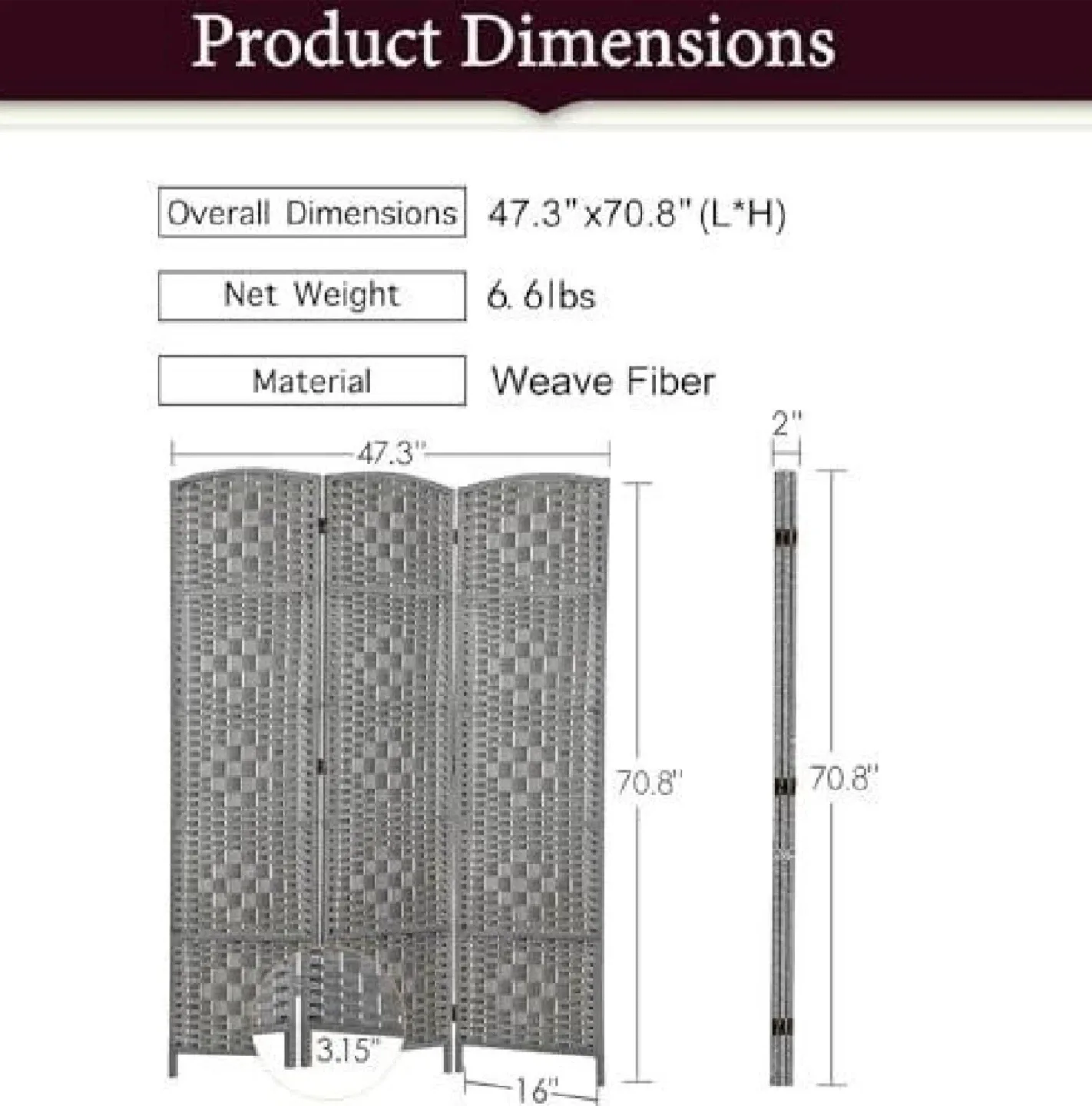 New in Box 6Ft Room Divider w/ 3 Panels image indicator(5)